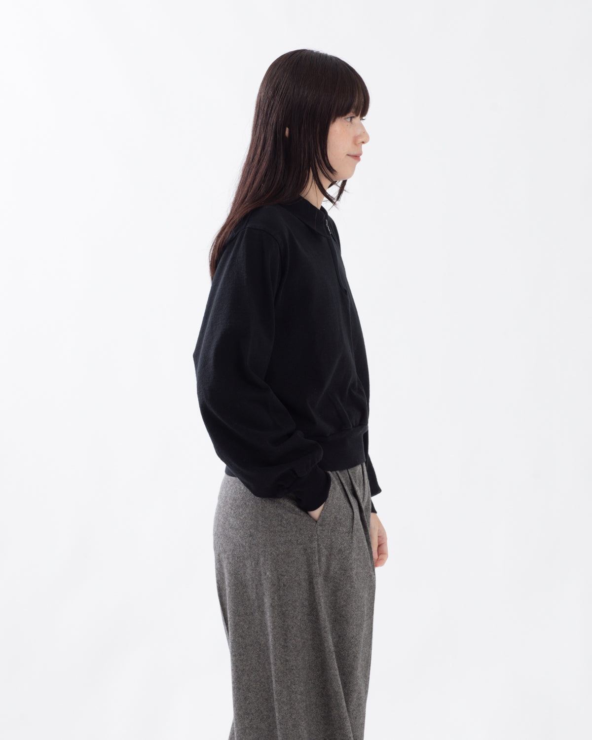 CO/SILK NEP HARF-ZIP P/O