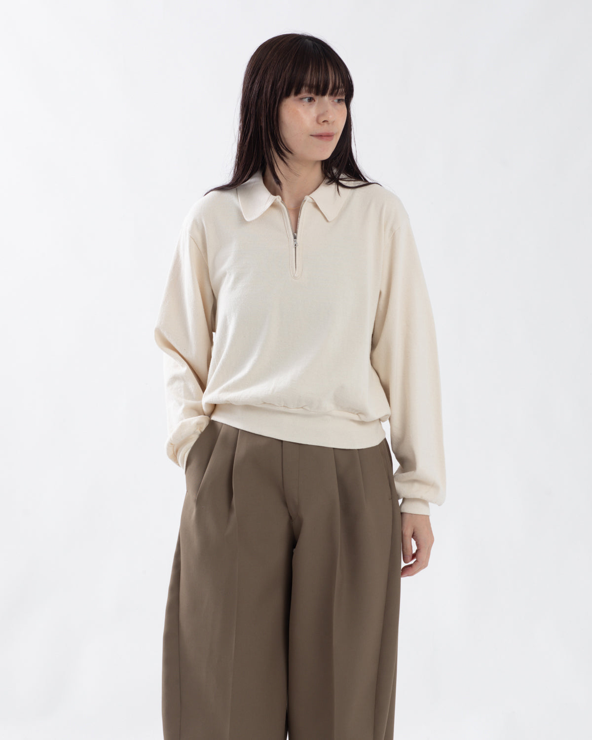 CO/SILK NEP HARF-ZIP P/O