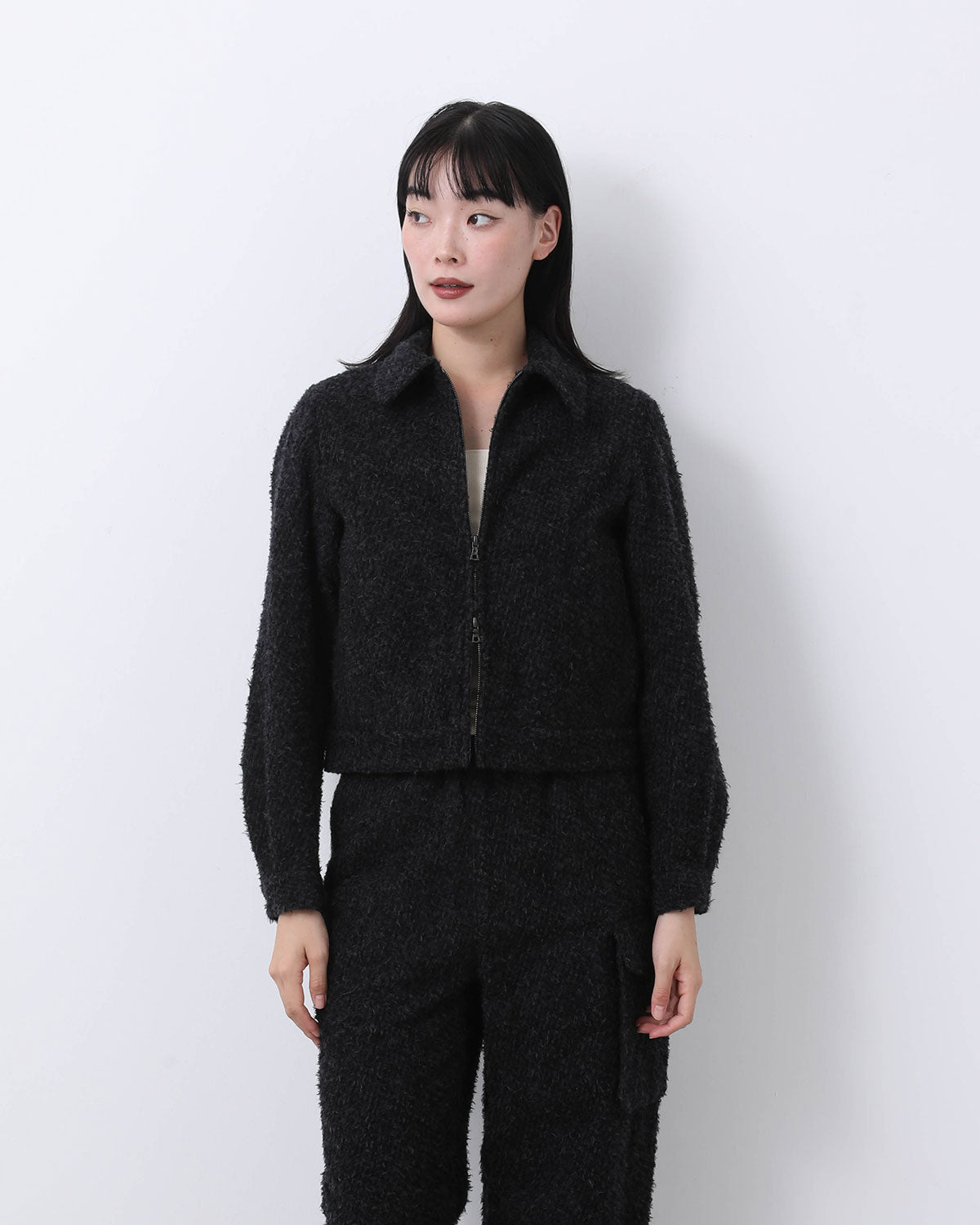 BRUSHED WOOL ZIP SHORT JACKET (WOMEN'S)