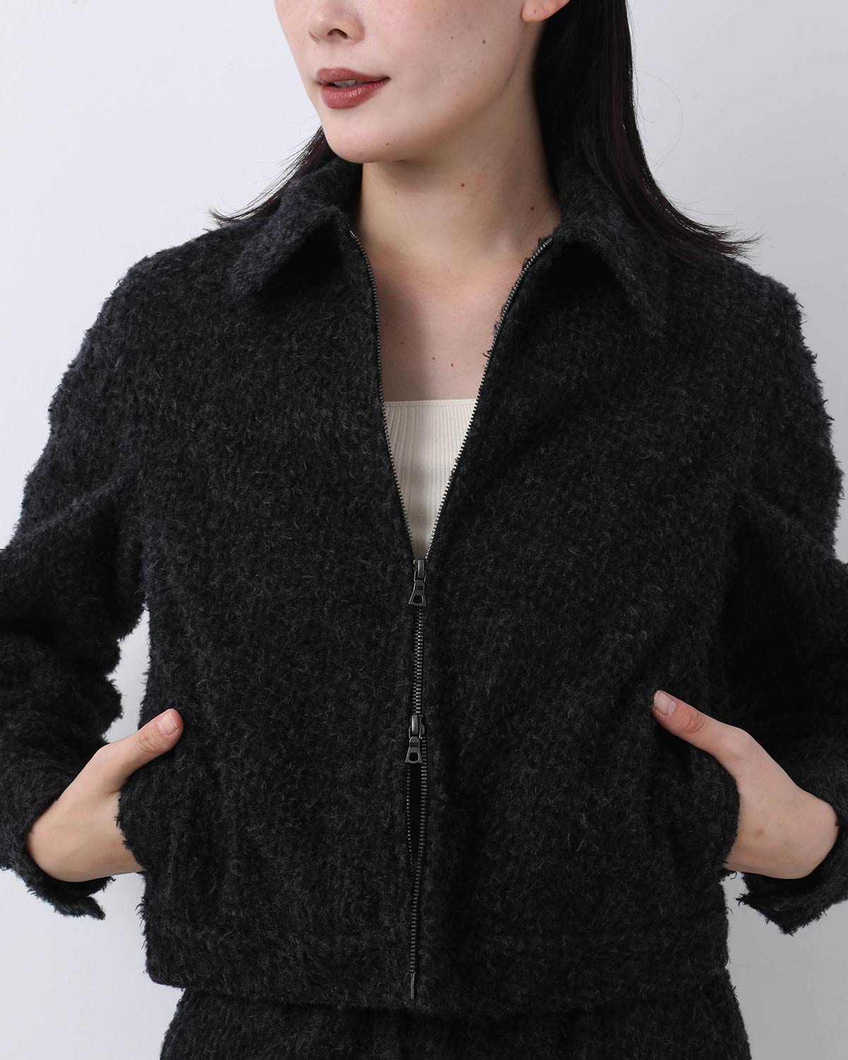BRUSHED WOOL ZIP SHORT JACKET (WOMEN'S)