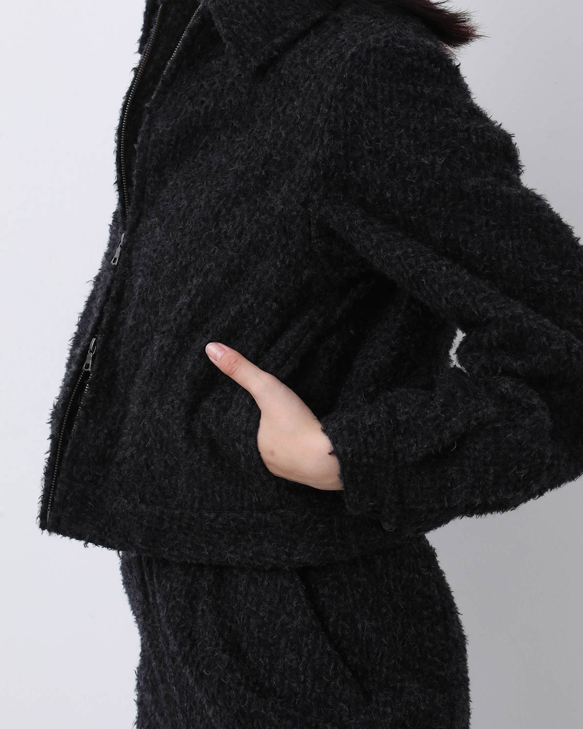 BRUSHED WOOL ZIP SHORT JACKET (WOMEN'S)