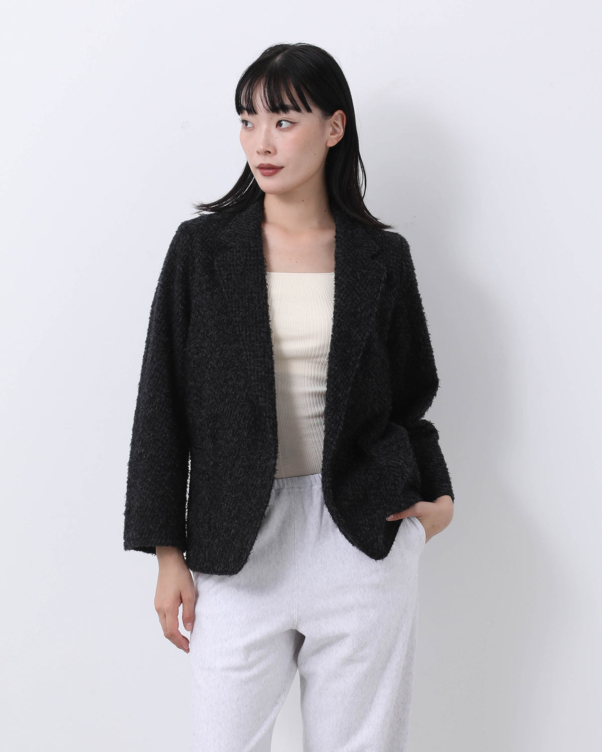 BRUSHED WOOL CARDIGAN JACKET (WOMEN'S)