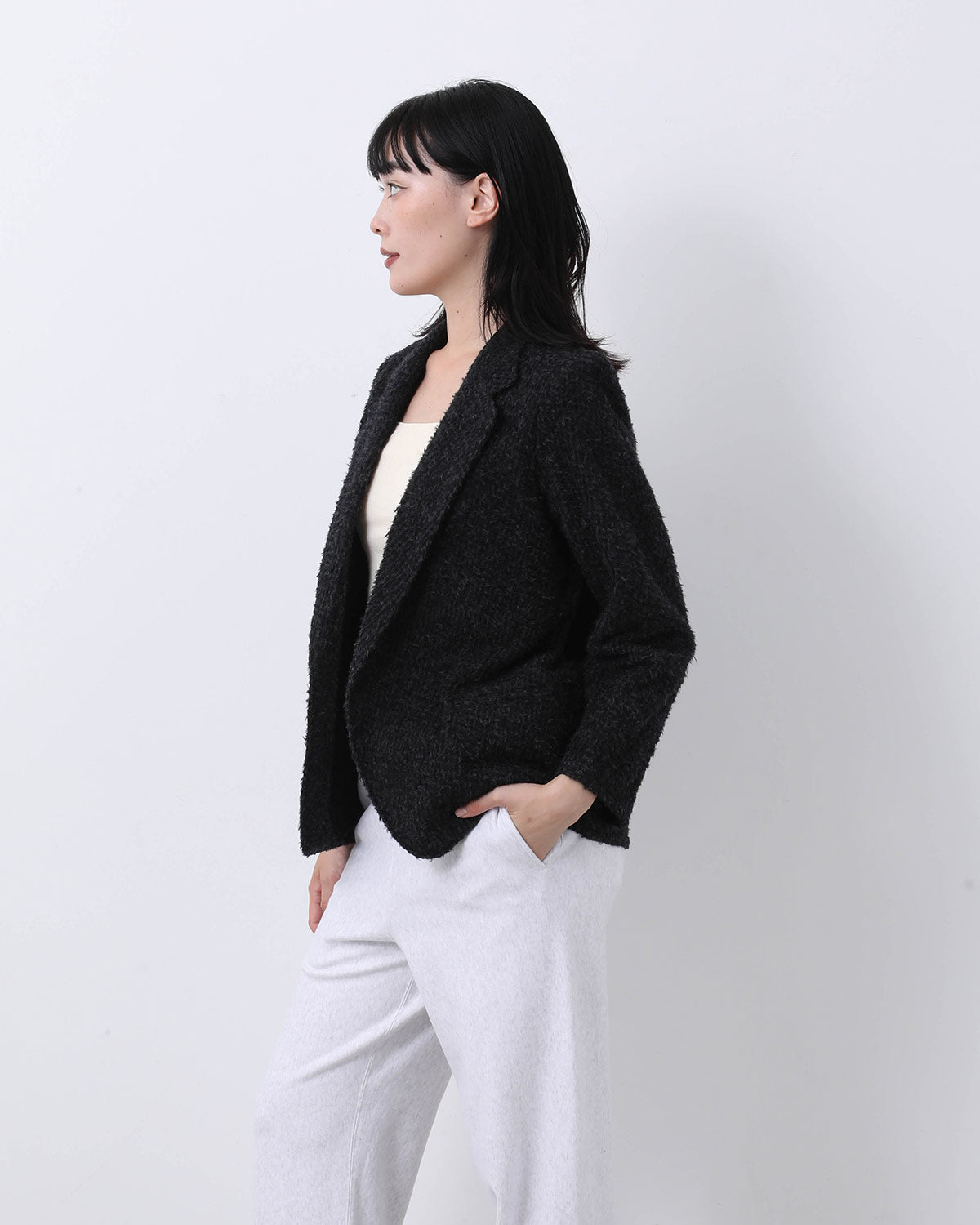 BRUSHED WOOL CARDIGAN JACKET (WOMEN'S)