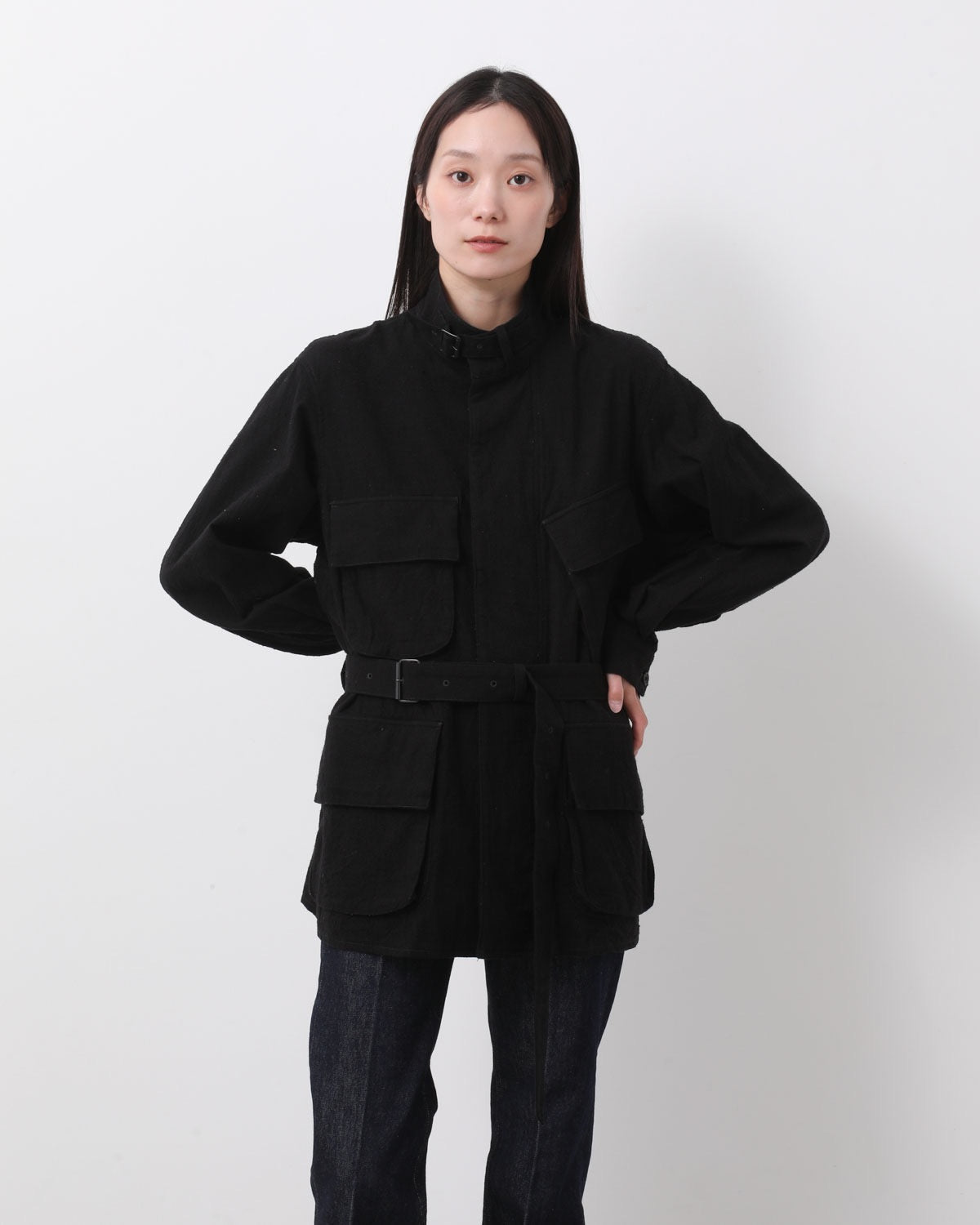 SILK/COTTON NEP DRAWSTRING RIDER'S JACKET