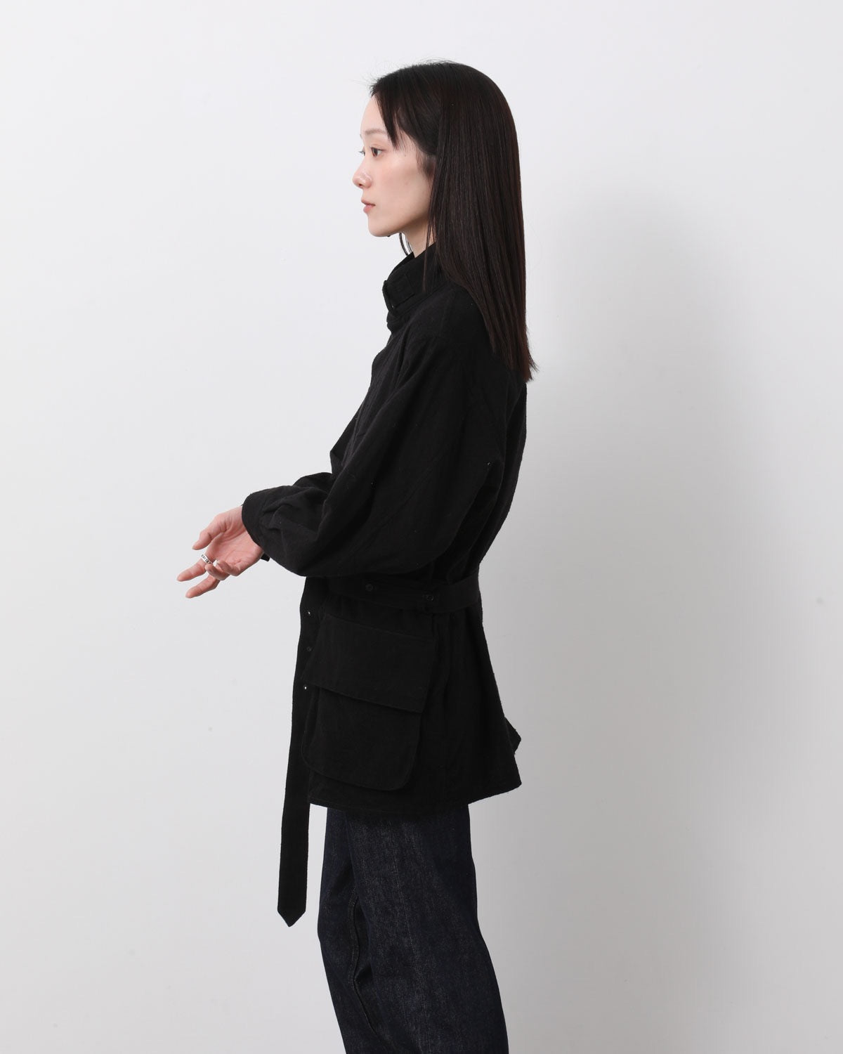 SILK/COTTON NEP DRAWSTRING RIDER'S JACKET