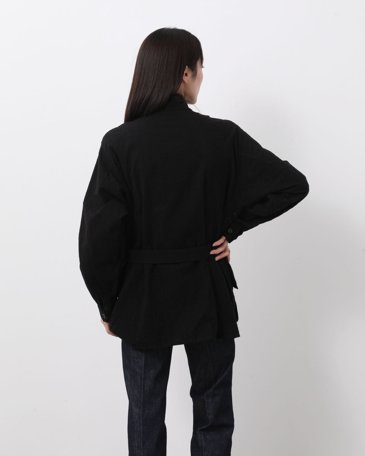 SILK/COTTON NEP DRAWSTRING RIDER'S JACKET