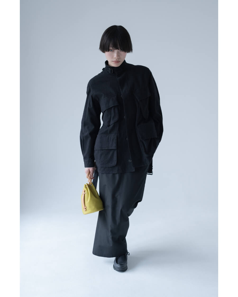 SILK/COTTON NEP DRAWSTRING RIDER'S JACKET