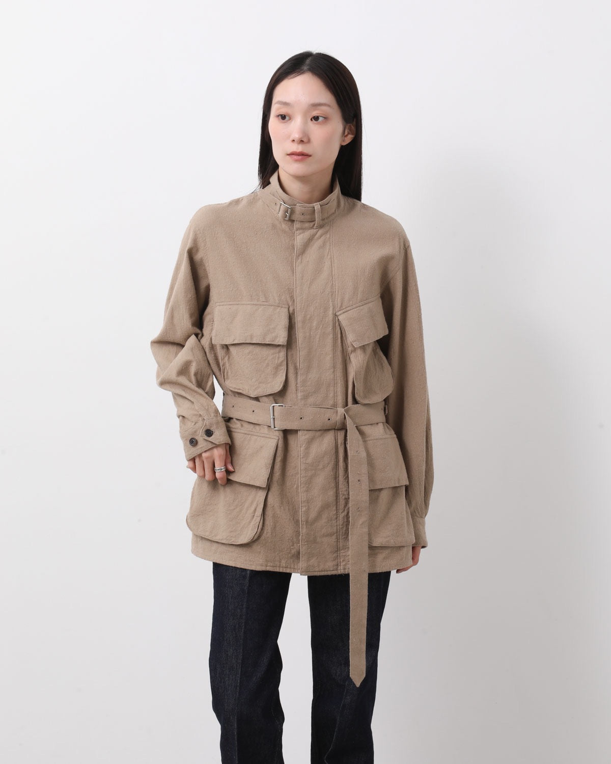 SILK/COTTON NEP DRAWSTRING RIDER'S JACKET