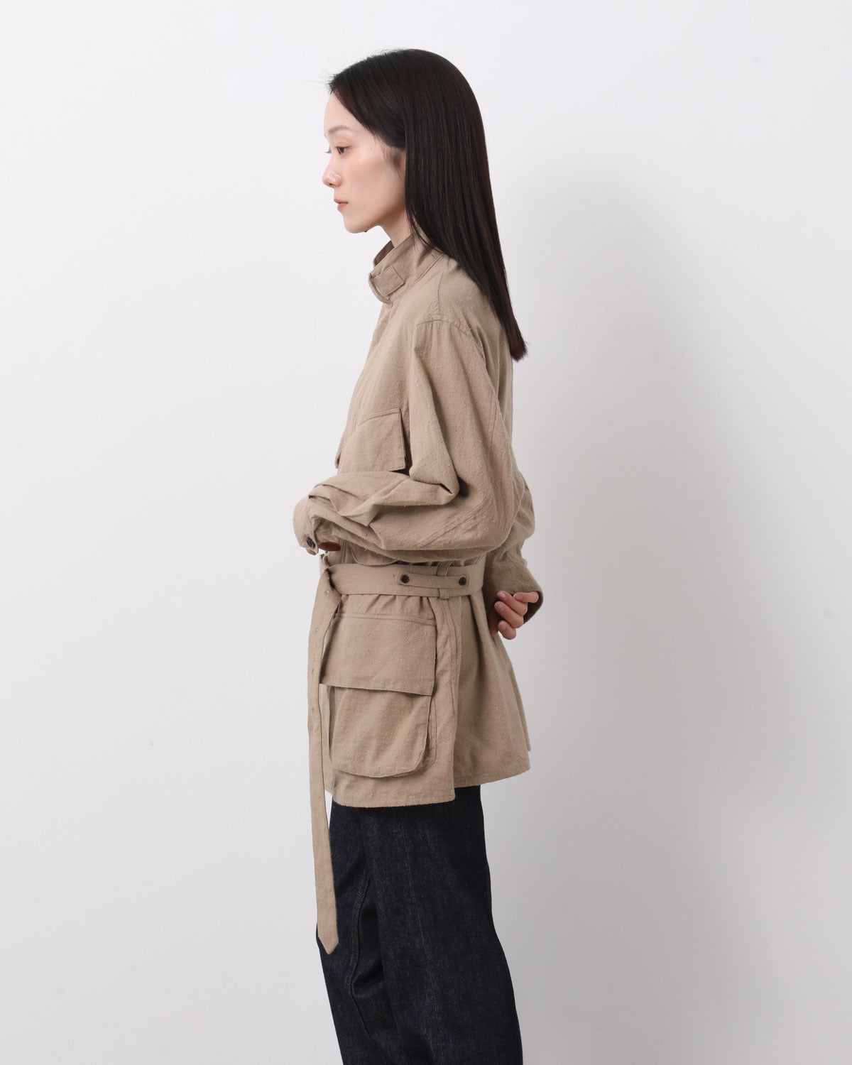 SILK/COTTON NEP DRAWSTRING RIDER'S JACKET