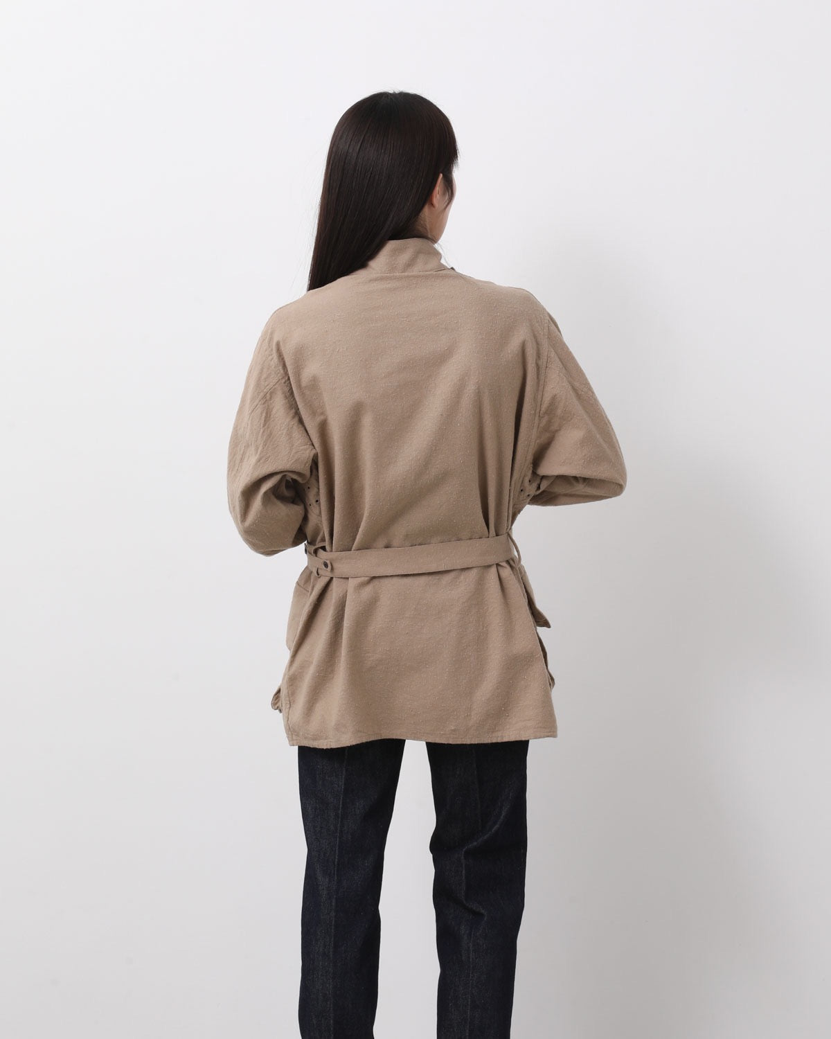 SILK/COTTON NEP DRAWSTRING RIDER'S JACKET