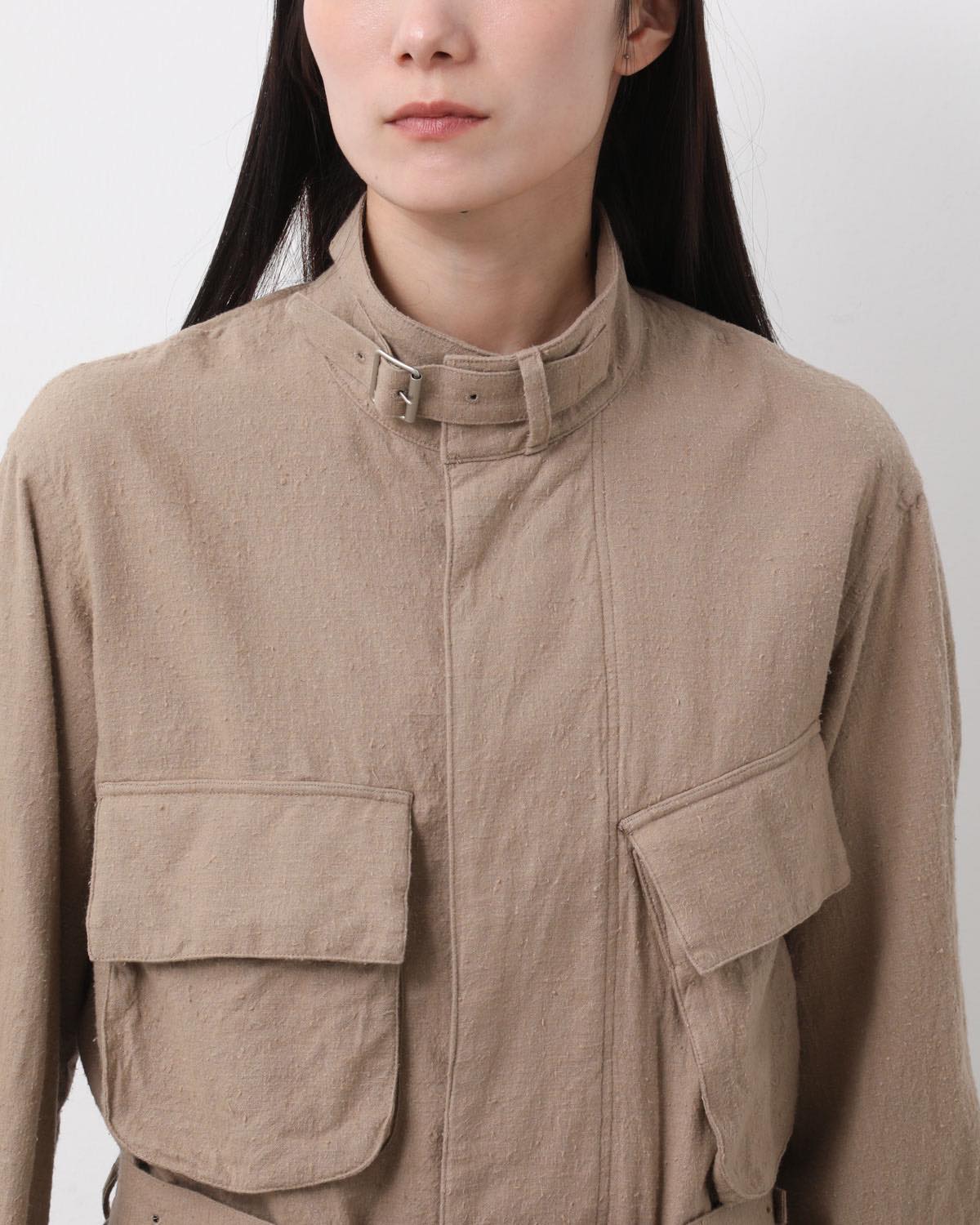 SILK/COTTON NEP DRAWSTRING RIDER'S JACKET