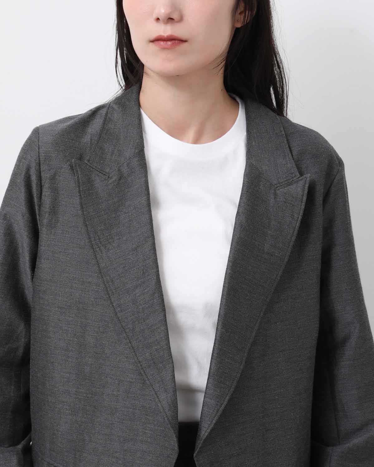 SILK-WO-CO PEAKED LAPEL CARDIGAN JACKET