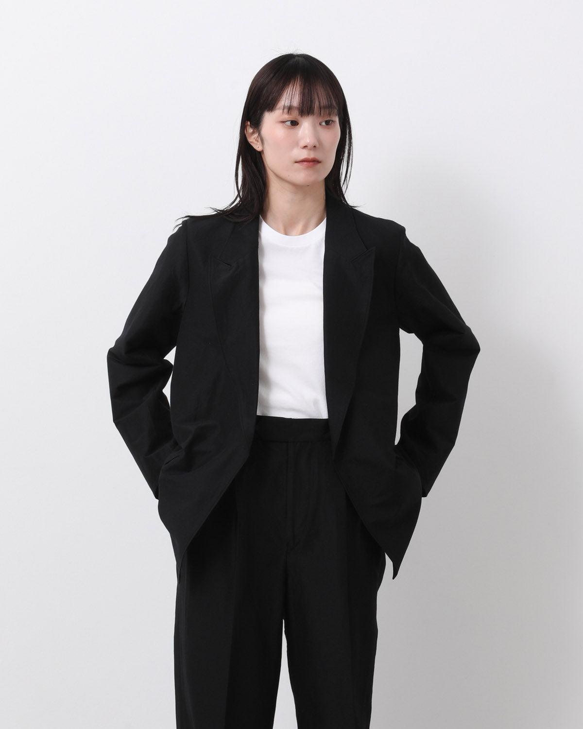 SILK-WO-CO PEAKED LAPEL CARDIGAN JACKET