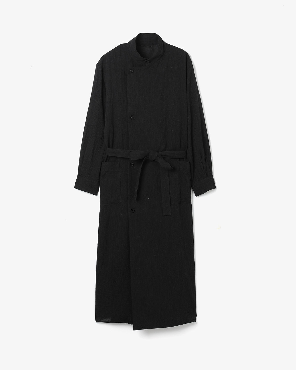 SILK-CO VOILE STANDING-COLLAR DRESS