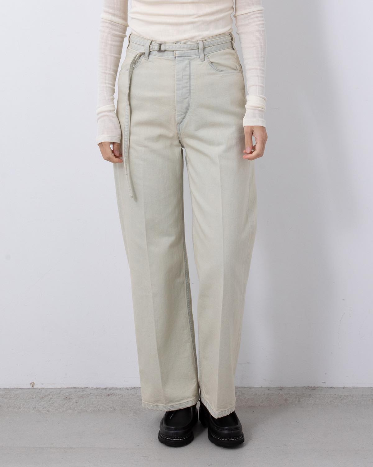12.9OZ DENIM NARROW BELTED PANTS (WOMEN'S)