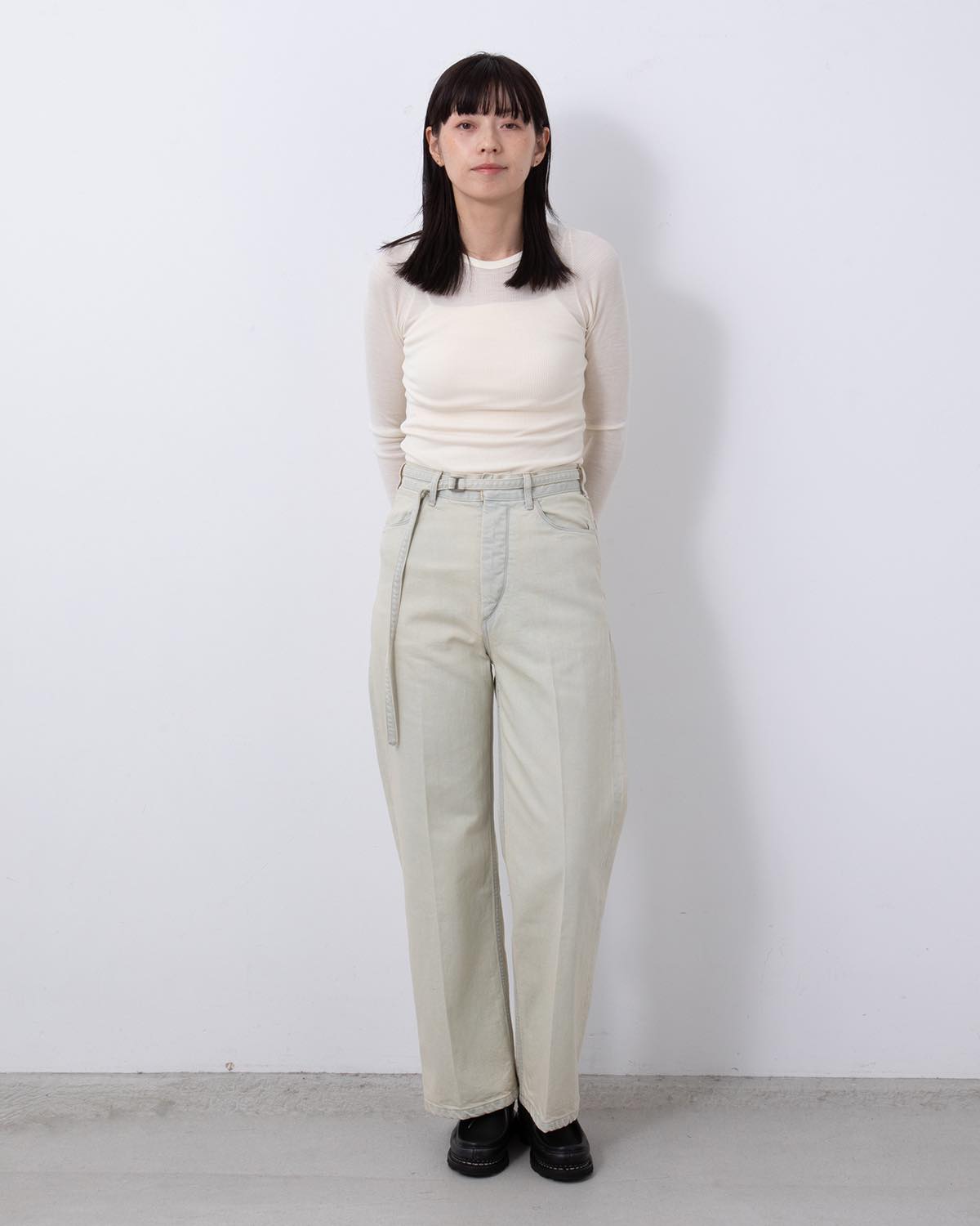 12.9OZ DENIM NARROW BELTED PANTS (WOMEN'S)