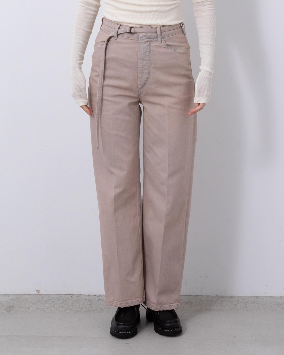 12.9OZ DENIM NARROW BELTED PANTS (WOMEN'S)