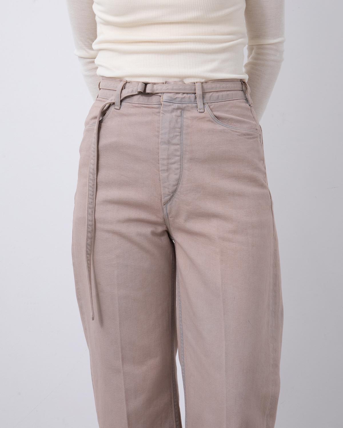 12.9OZ DENIM NARROW BELTED PANTS (WOMEN'S)