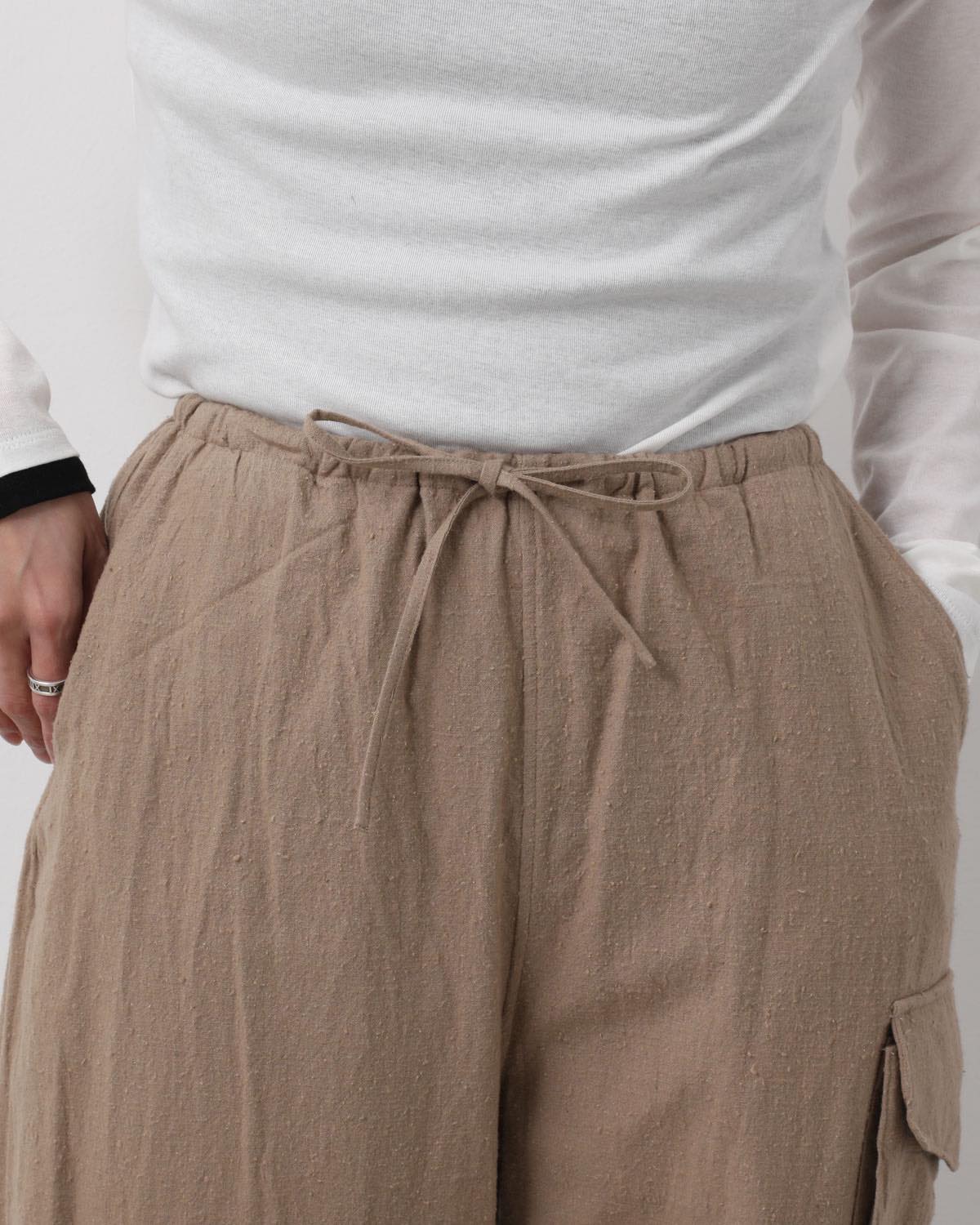 SILK/COTTON NEP SIDE SEAMLESS 4P PANTS