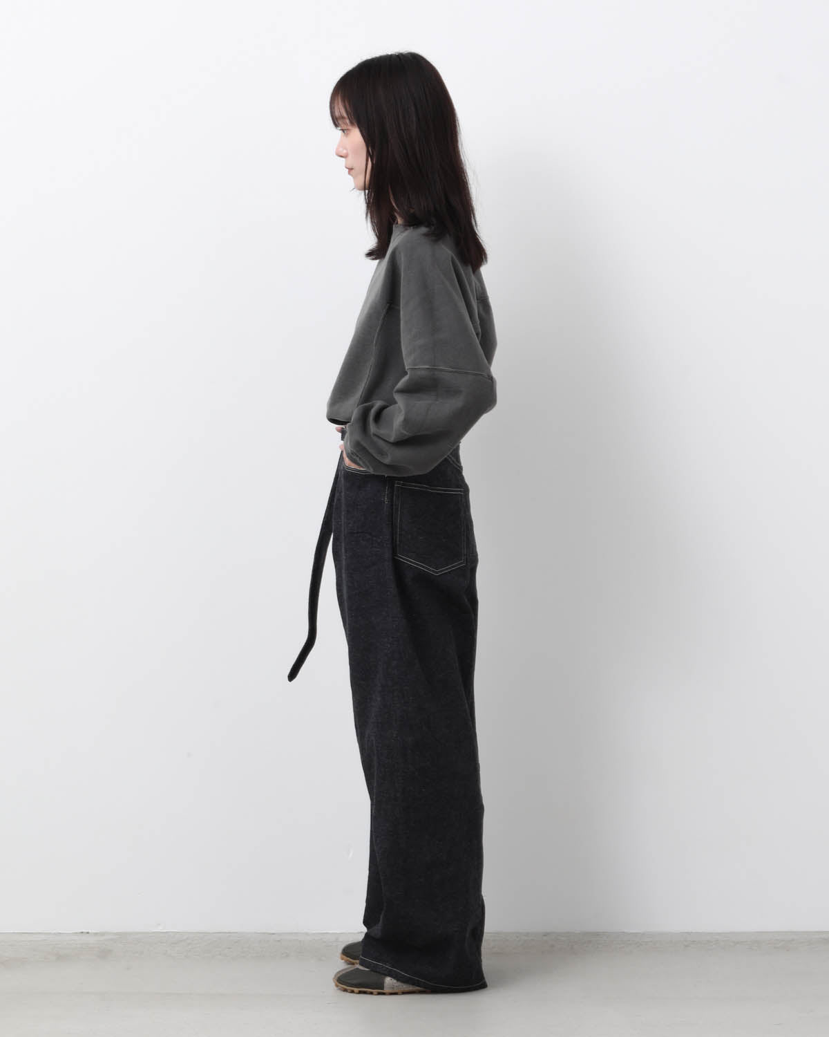 12.9OZ DENIM BIAS BELTED PANTS (WOMEN'S)