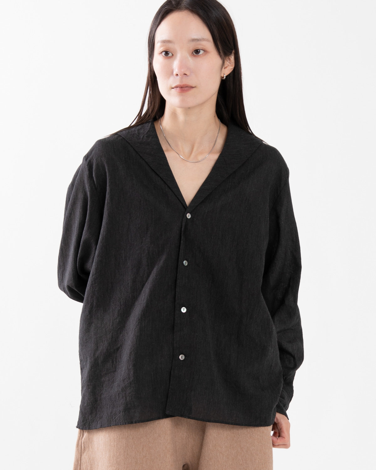 SILK-CO VOILE FRENCH SHAWL COLLAR SHIRT