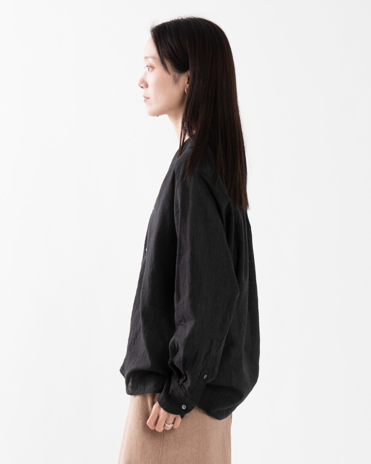SILK-CO VOILE FRENCH SHAWL COLLAR SHIRT