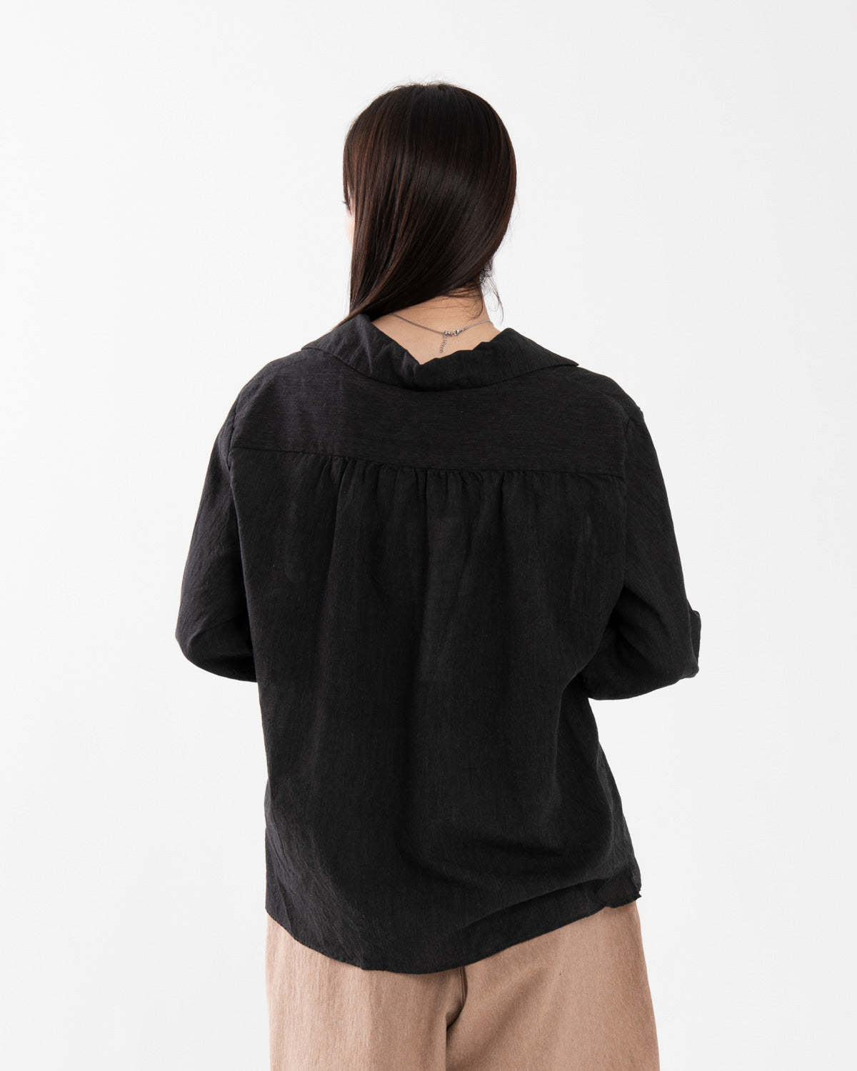 SILK-CO VOILE FRENCH SHAWL COLLAR SHIRT