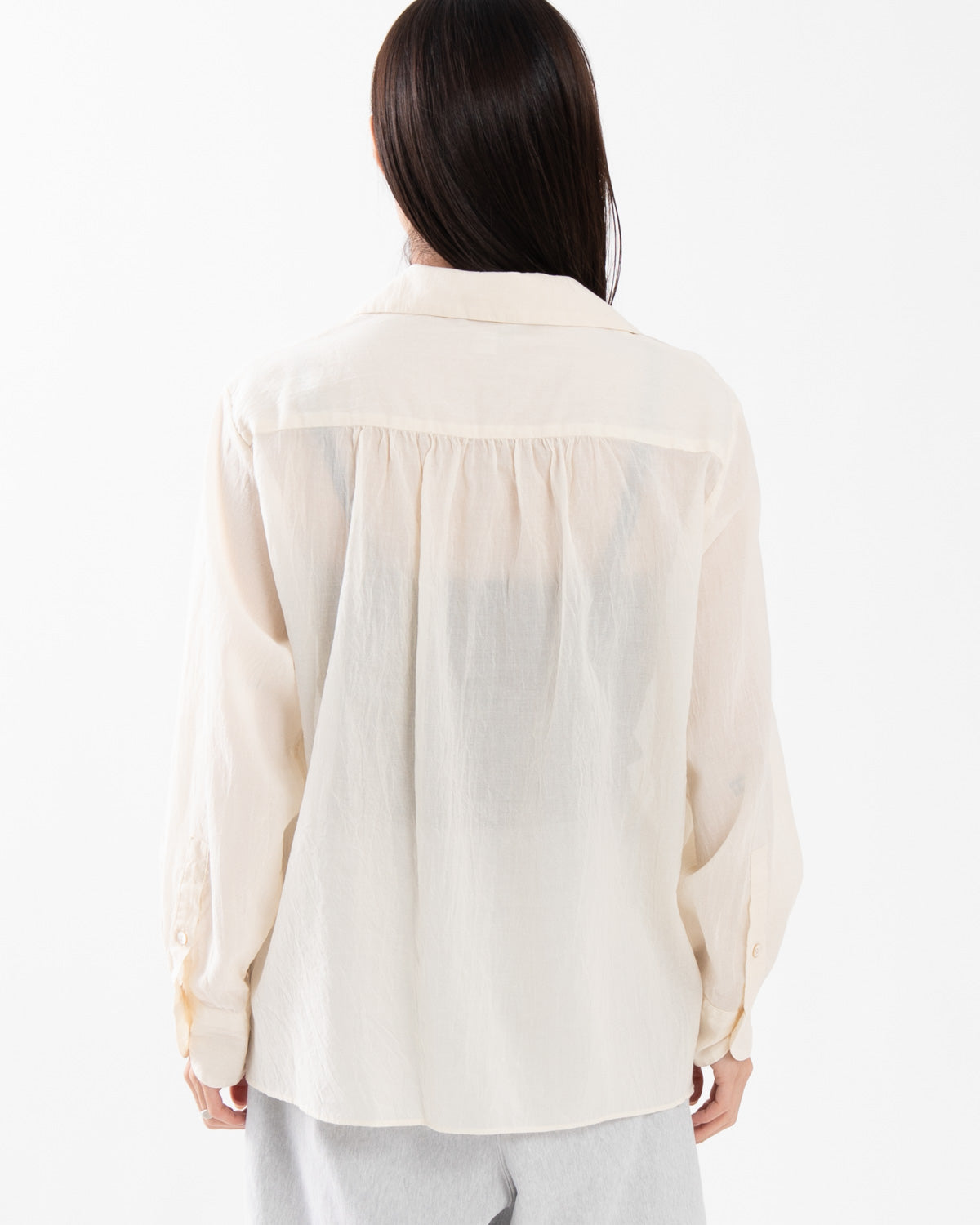 SILK-CO VOILE FRENCH SHAWL COLLAR SHIRT