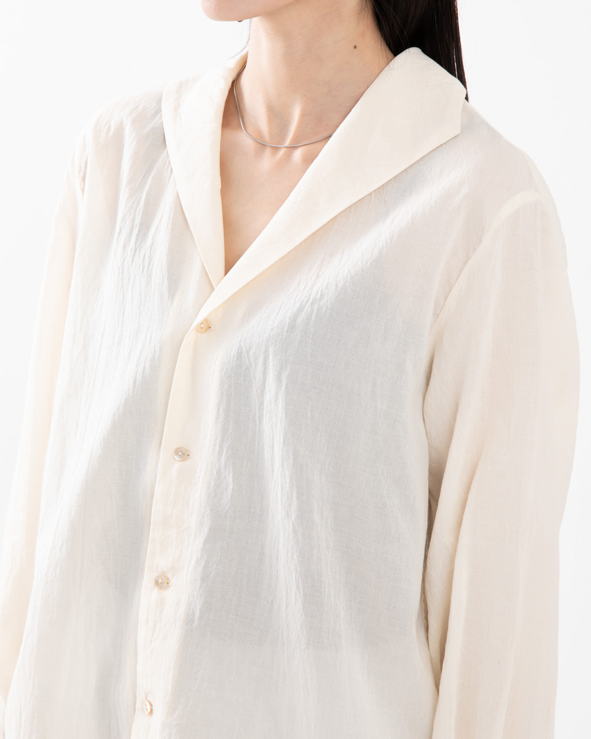 SILK-CO VOILE FRENCH SHAWL COLLAR SHIRT