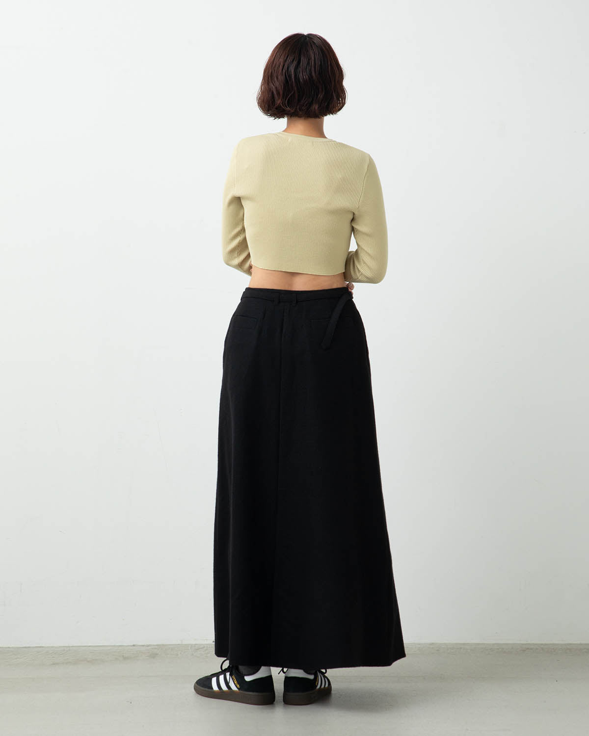 WOOL NAPPING BELTED SKIRT