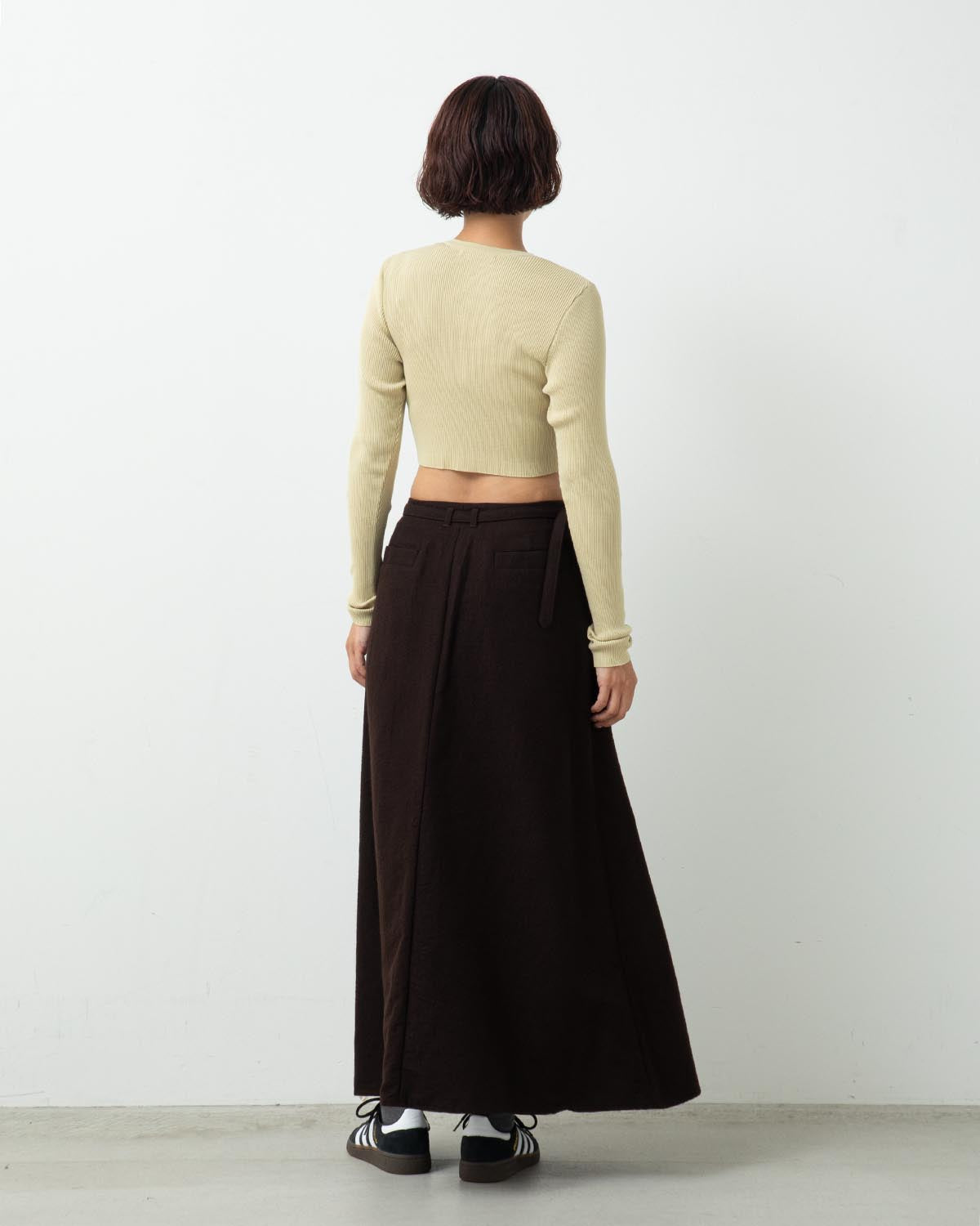 WOOL NAPPING BELTED SKIRT