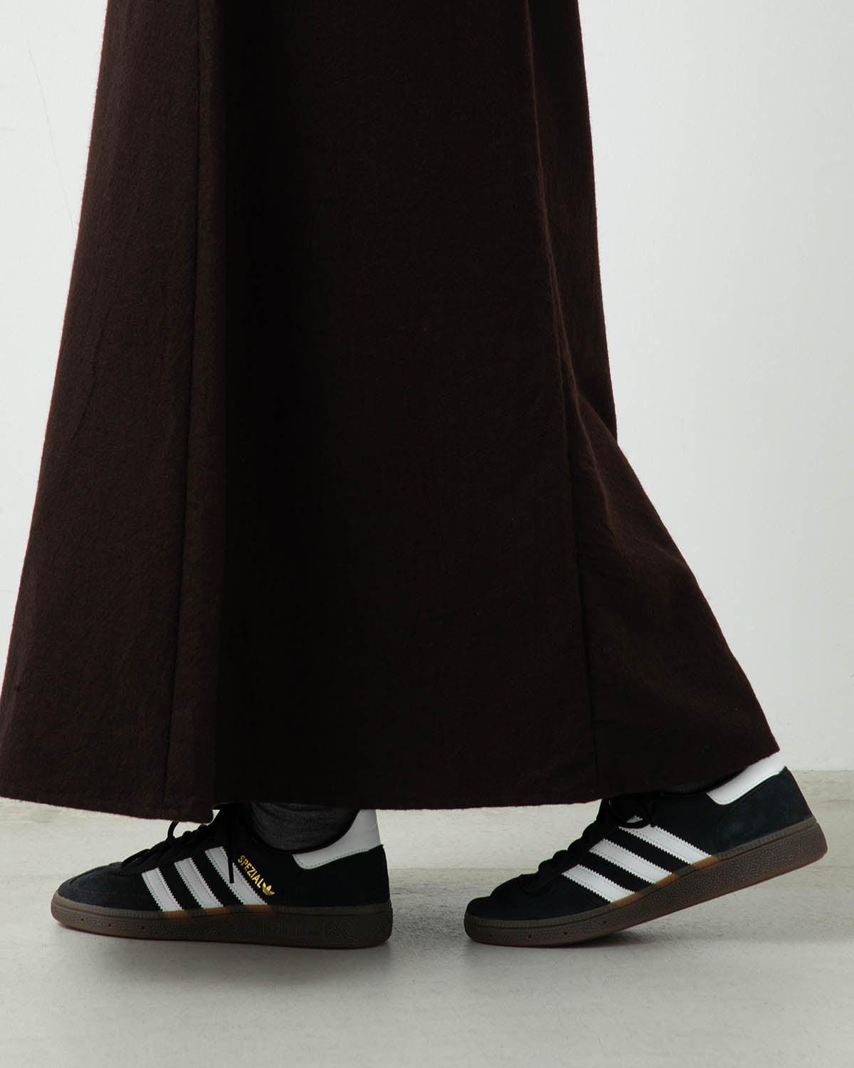 WOOL NAPPING BELTED SKIRT