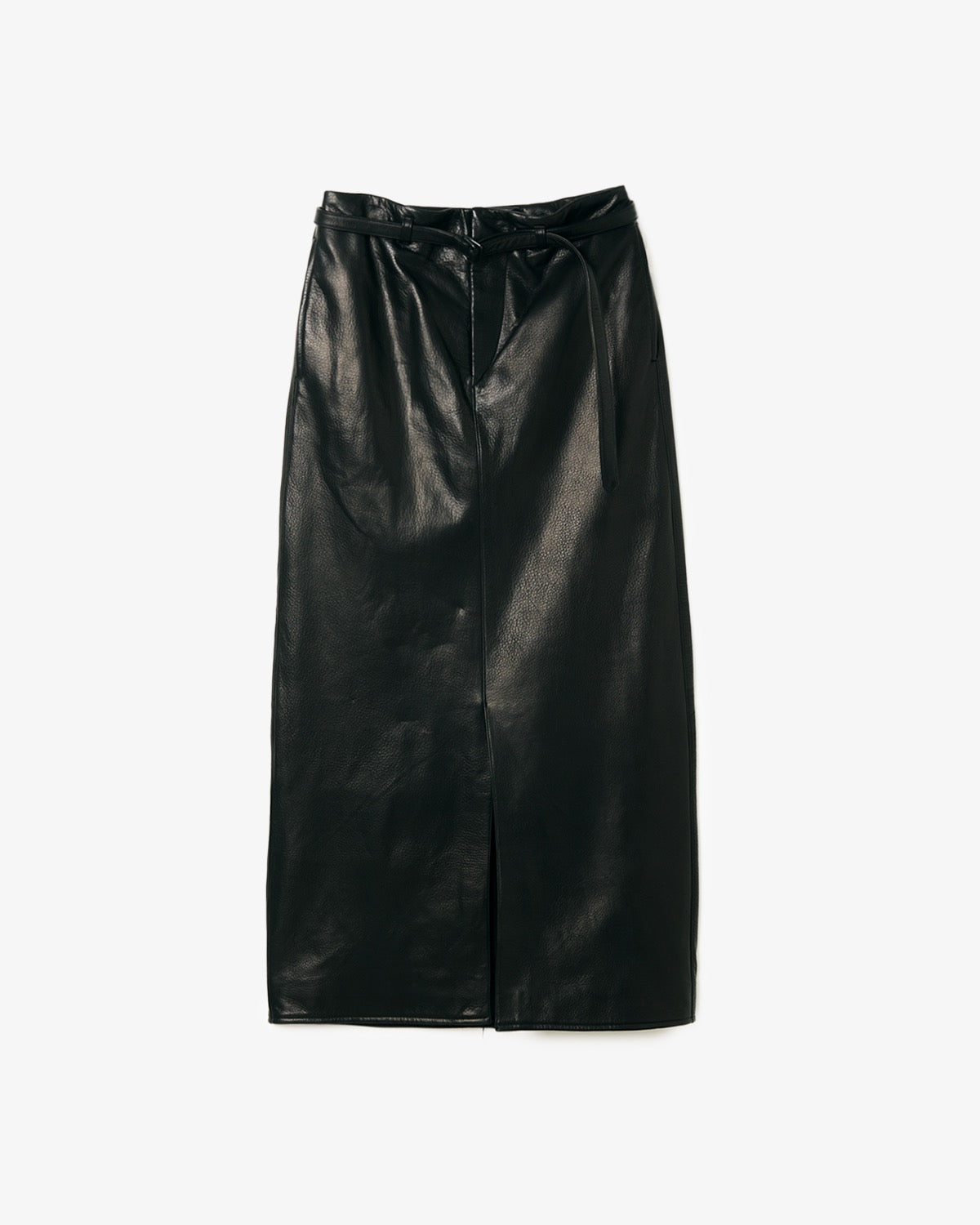 STEER LEATHER BELTED SKIRT
