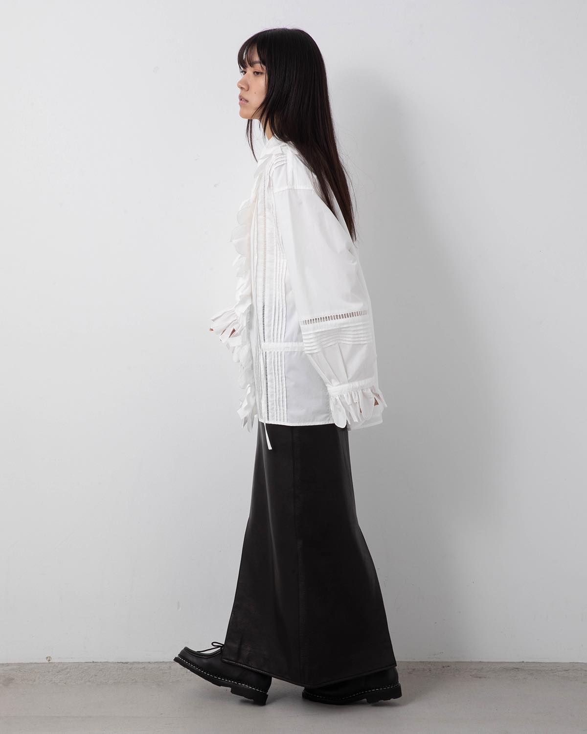 STEER LEATHER BELTED SKIRT