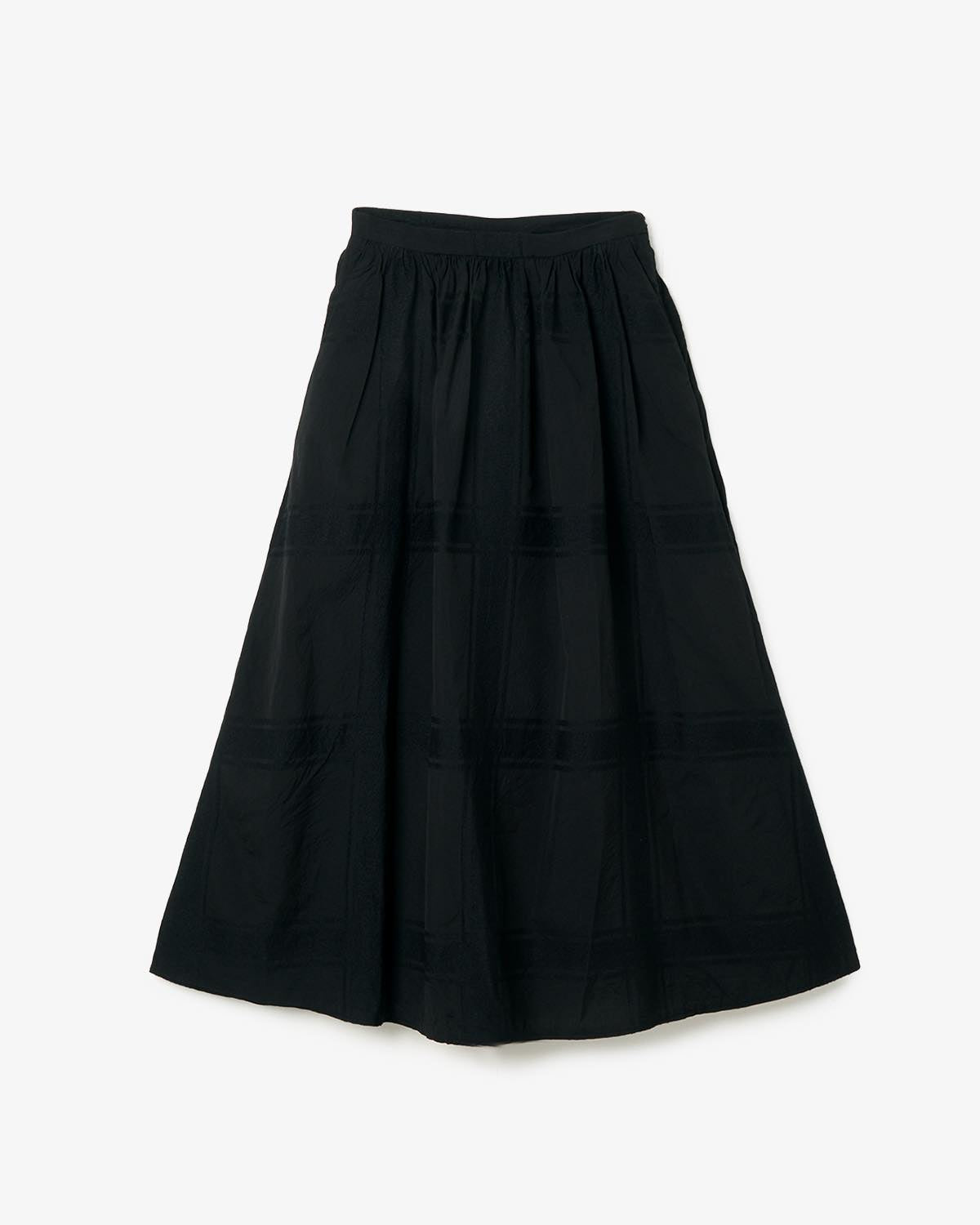 SHADOW PLAID GATHERED SKIRT