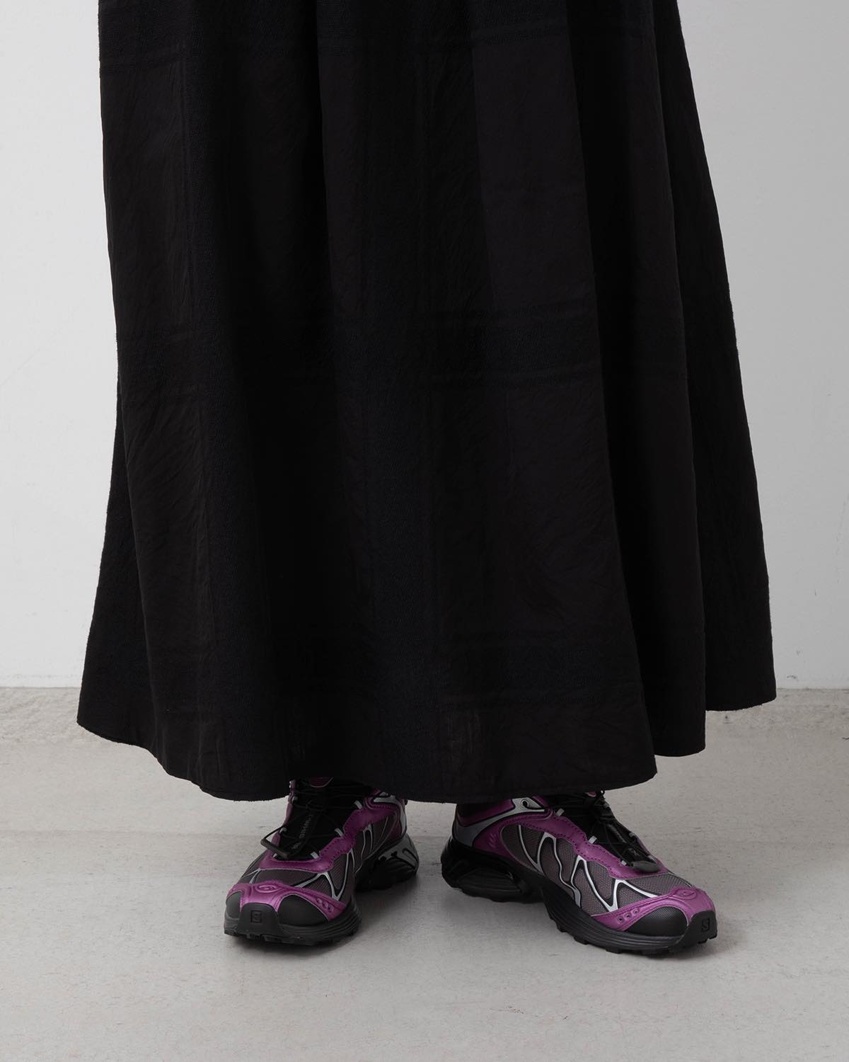 SHADOW PLAID GATHERED SKIRT