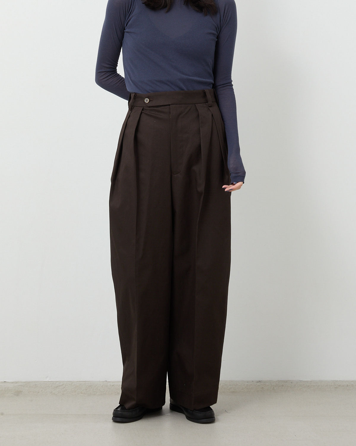 COTTON GABA 2TUCK WIDE SLACKS