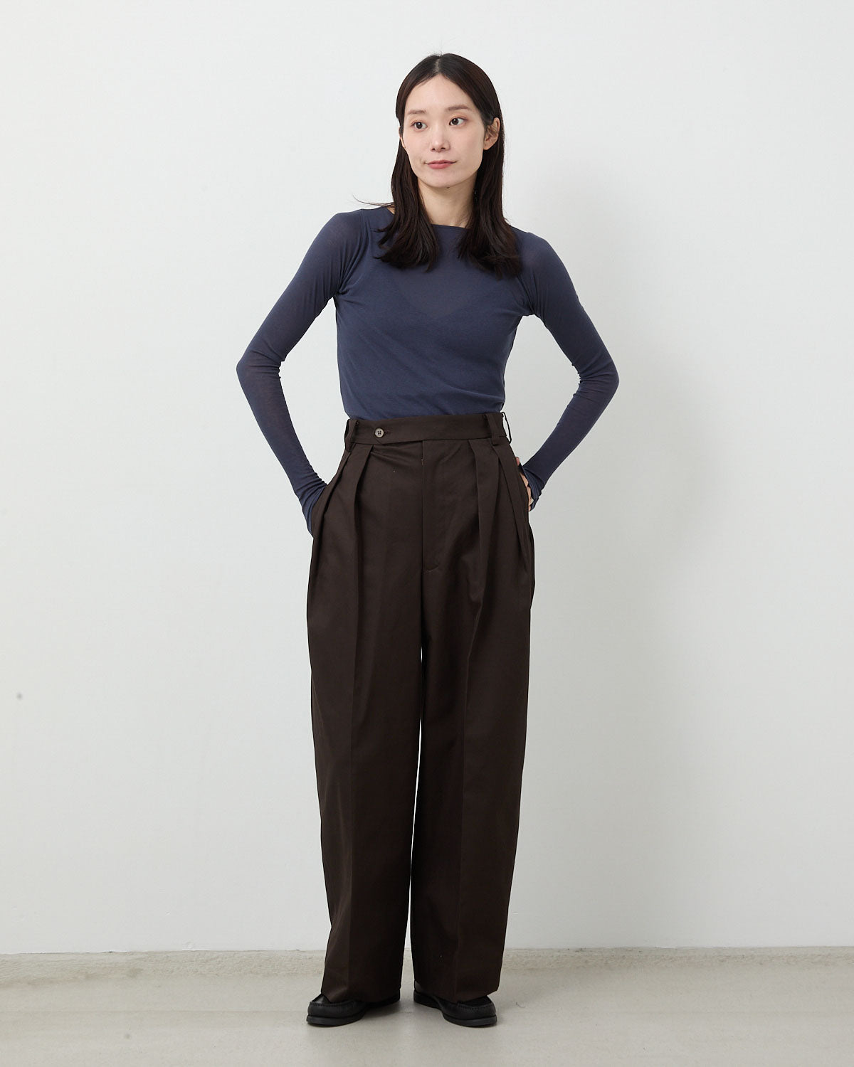 COTTON GABA 2TUCK WIDE SLACKS