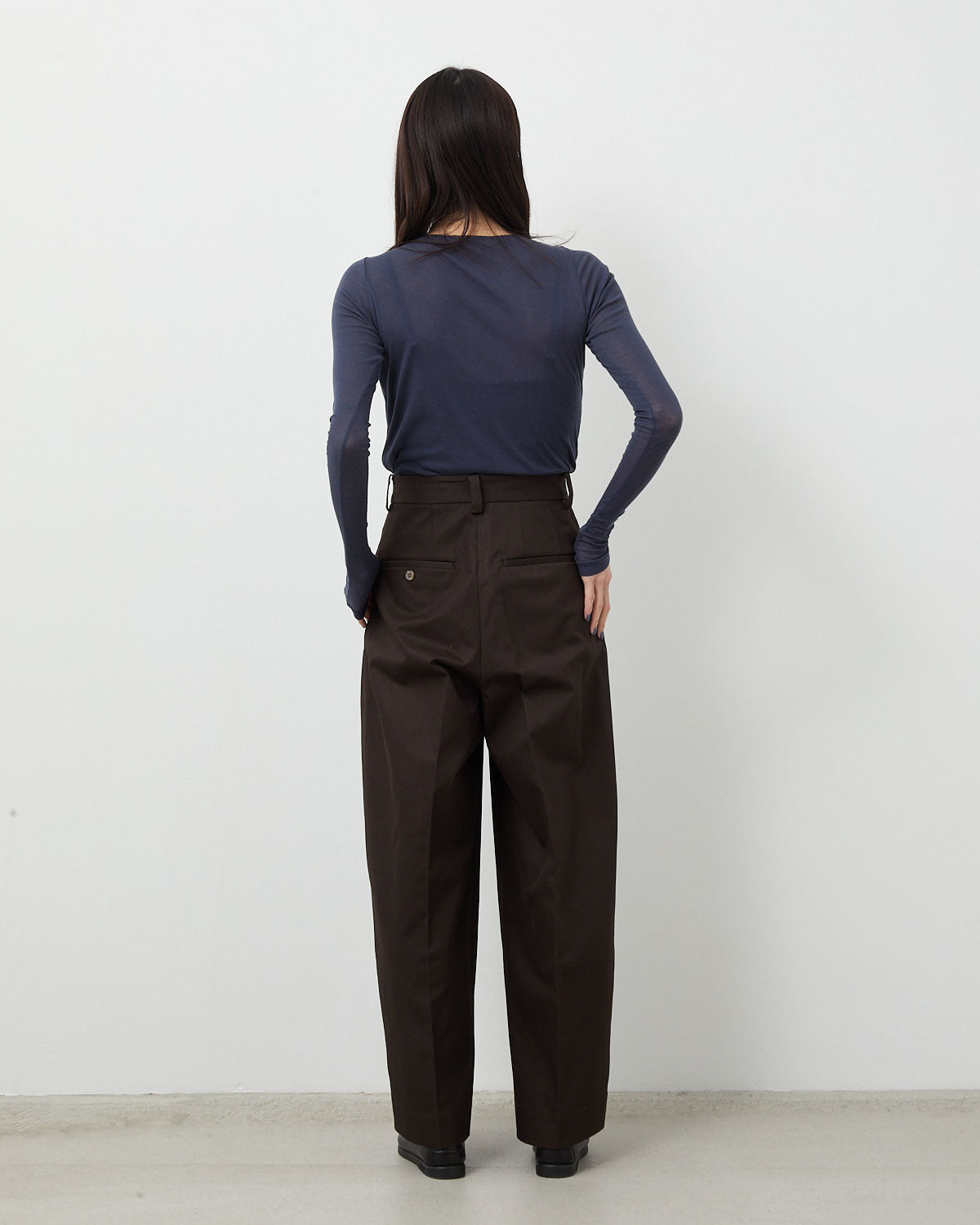 COTTON GABA 2TUCK WIDE SLACKS
