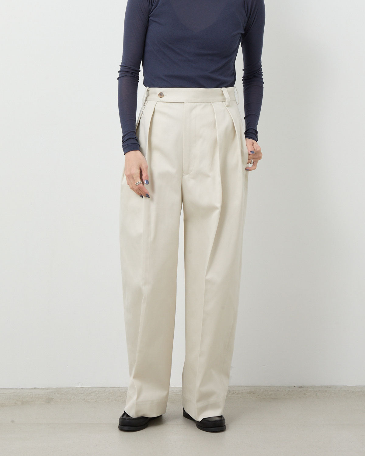 COTTON GABA 2TUCK WIDE SLACKS