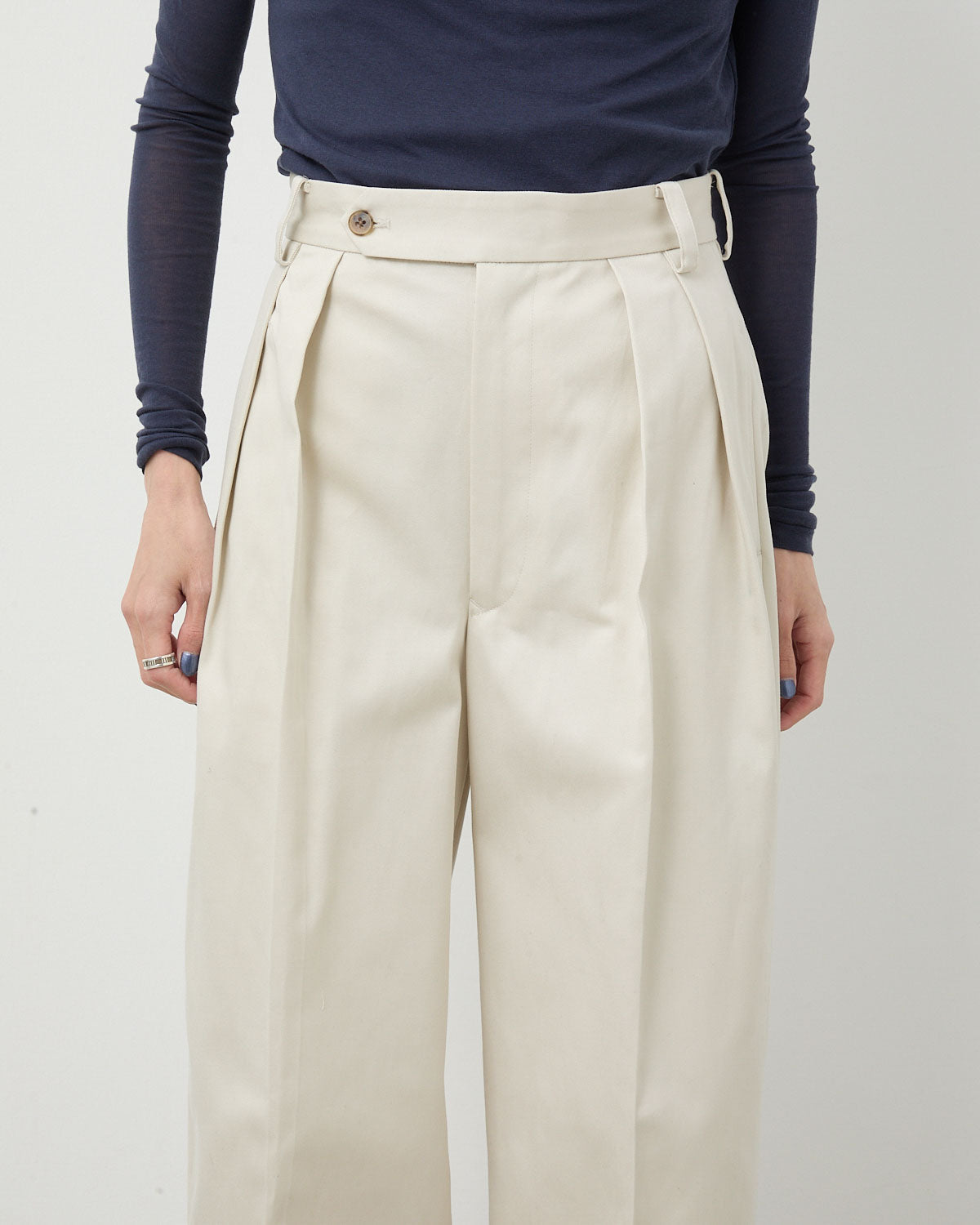 COTTON GABA 2TUCK WIDE SLACKS