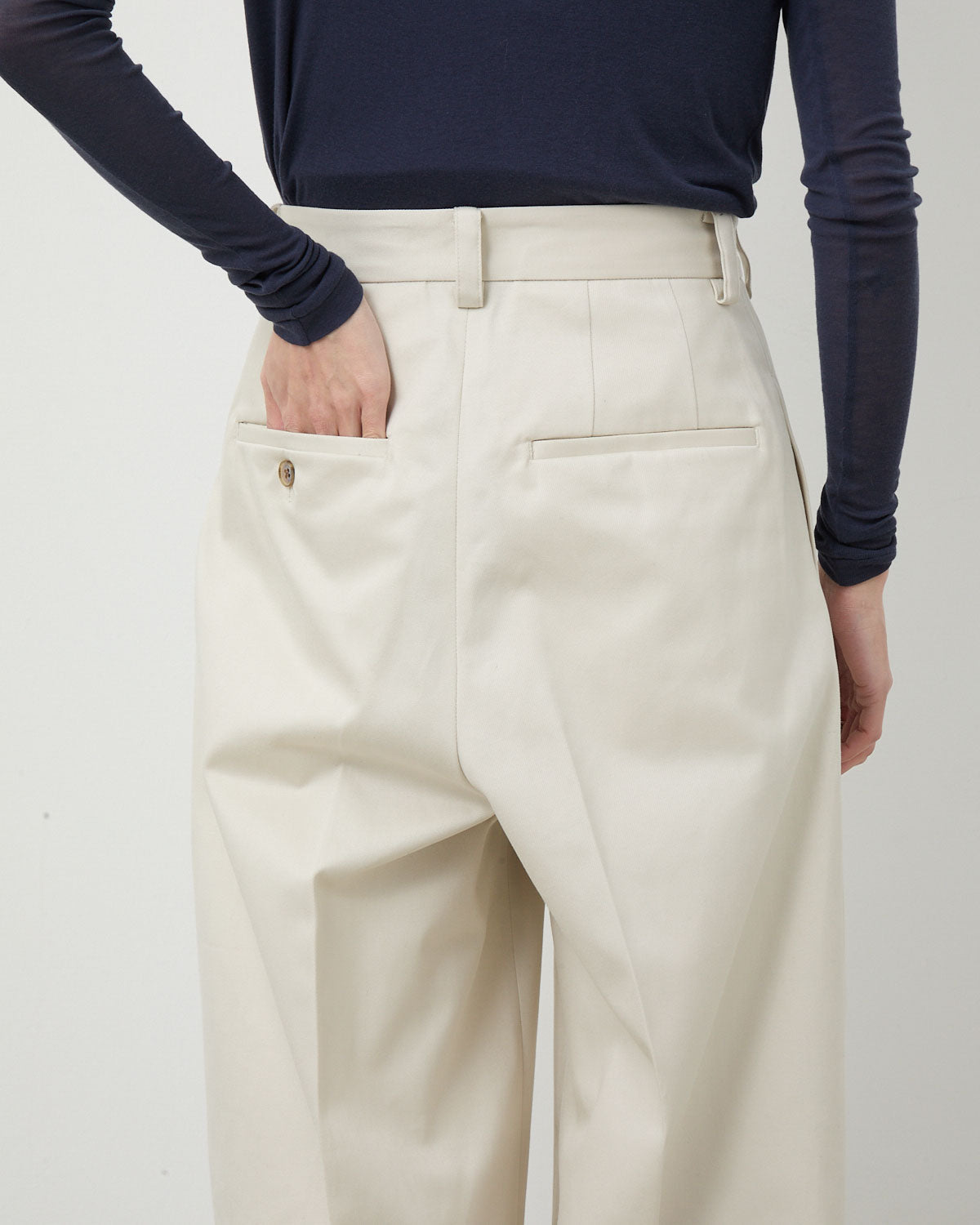 COTTON GABA 2TUCK WIDE SLACKS