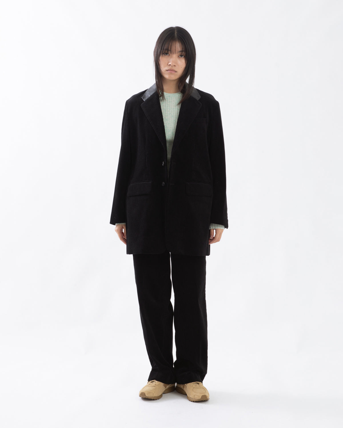 MIXED-WALE CORDUROY NOTUCK SLACKS