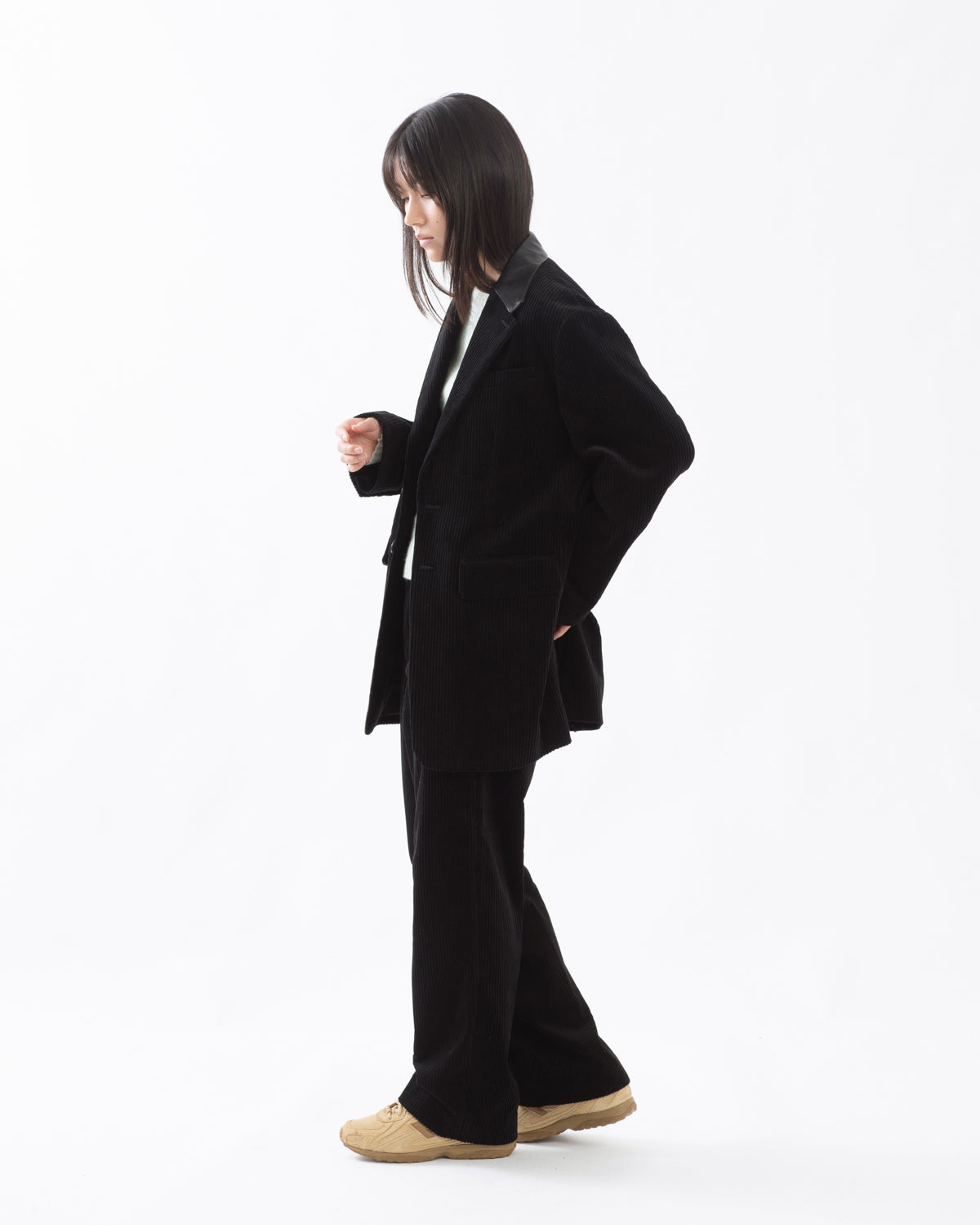 MIXED-WALE CORDUROY NOTUCK SLACKS