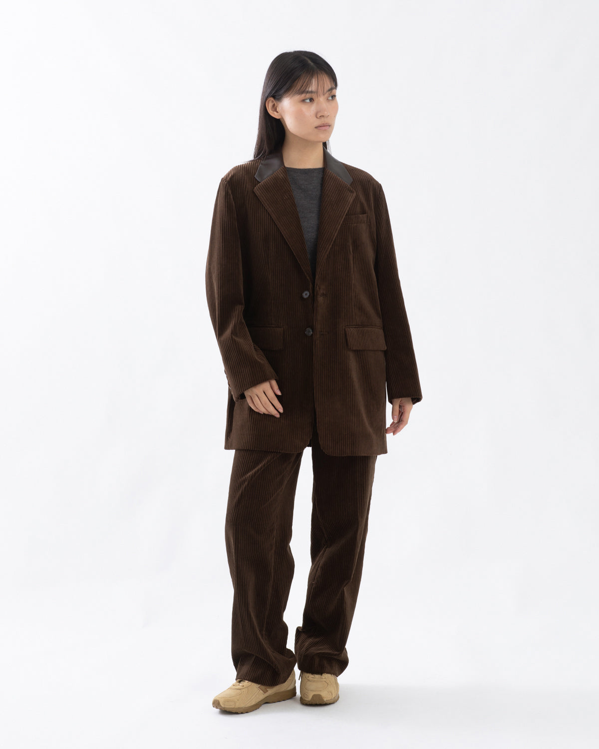 MIXED-WALE CORDUROY NOTUCK SLACKS