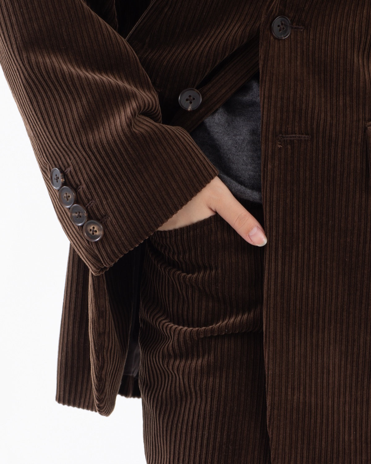 MIXED-WALE CORDUROY NOTUCK SLACKS