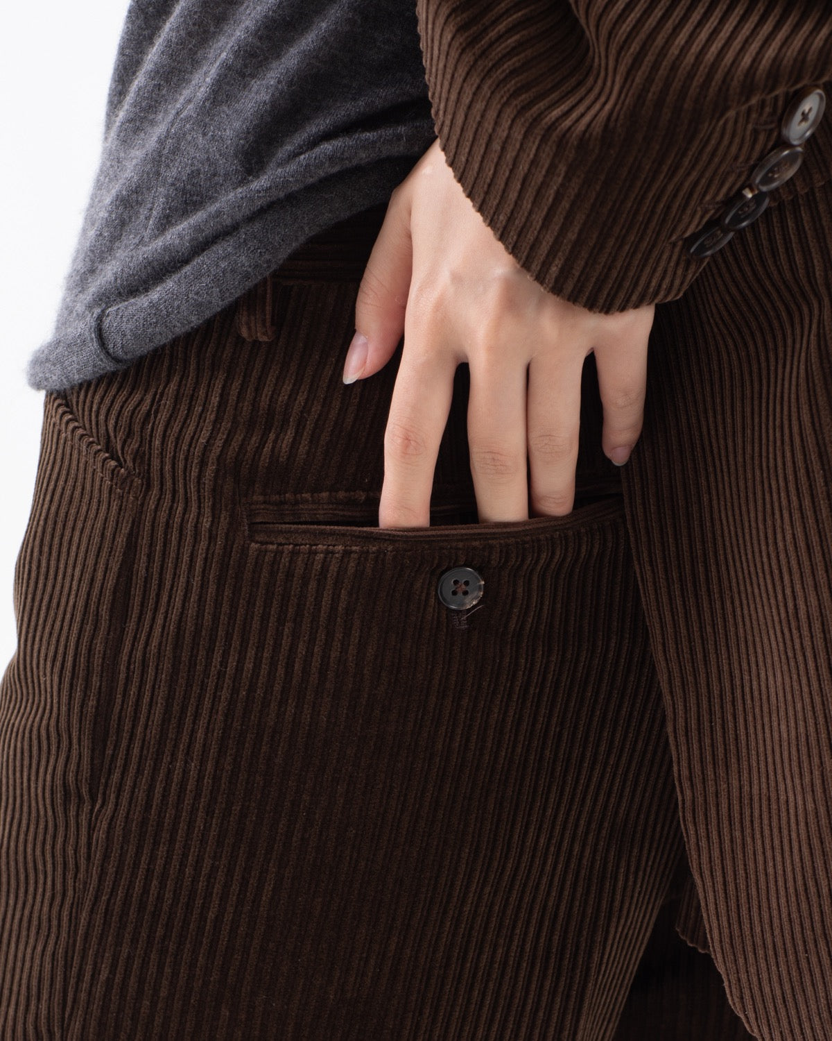 MIXED-WALE CORDUROY NOTUCK SLACKS