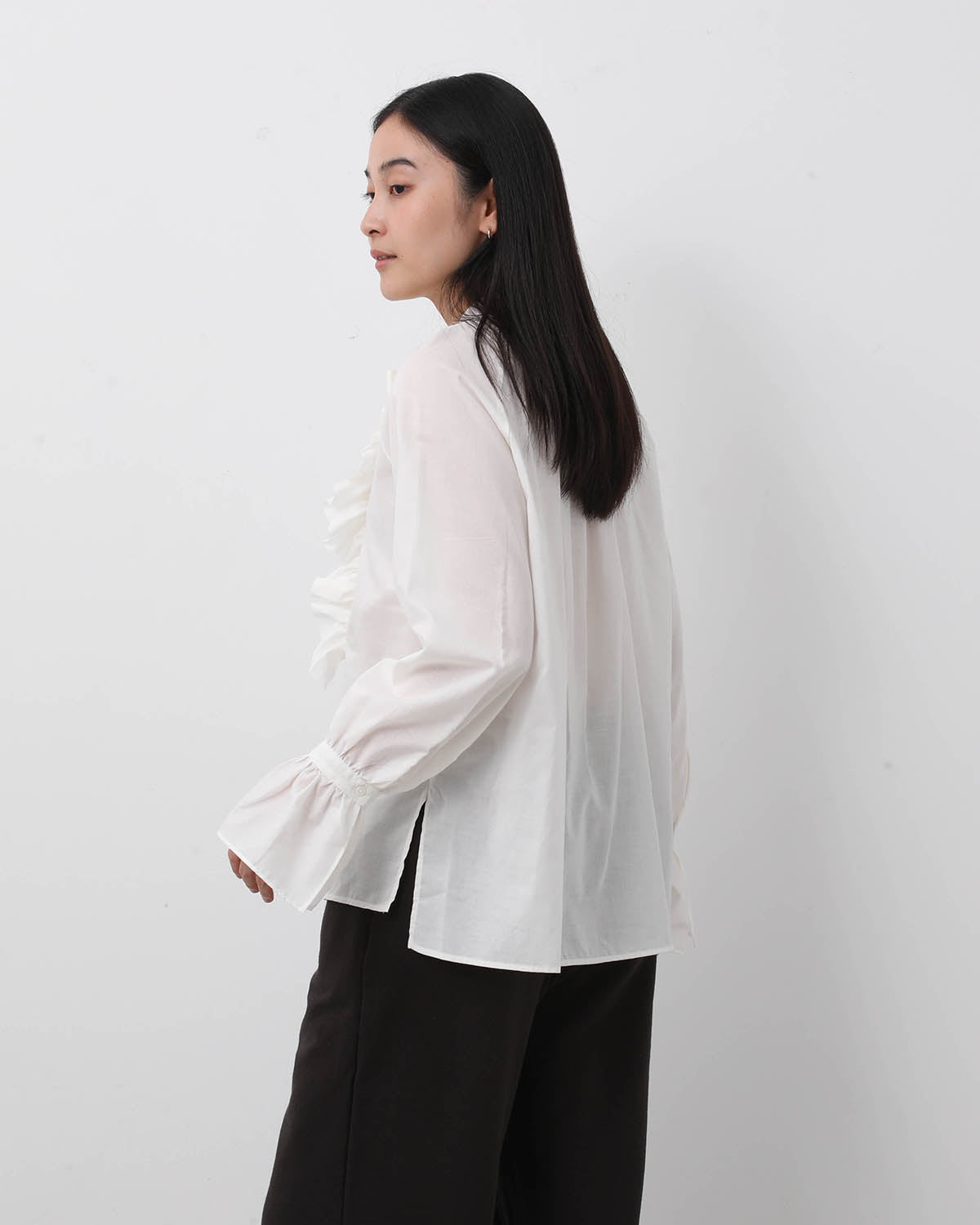 COTTON SILK RANDOM TUCK BLOUSE