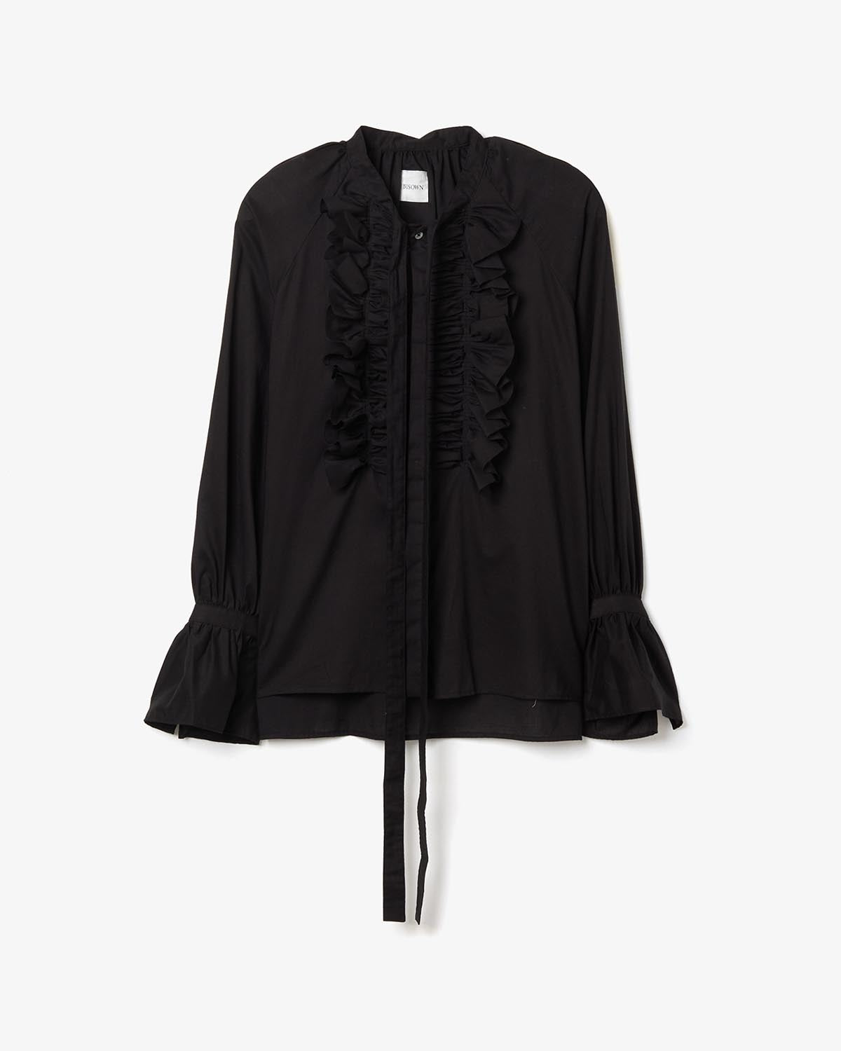 COTTON SILK RANDOM TUCK BLOUSE