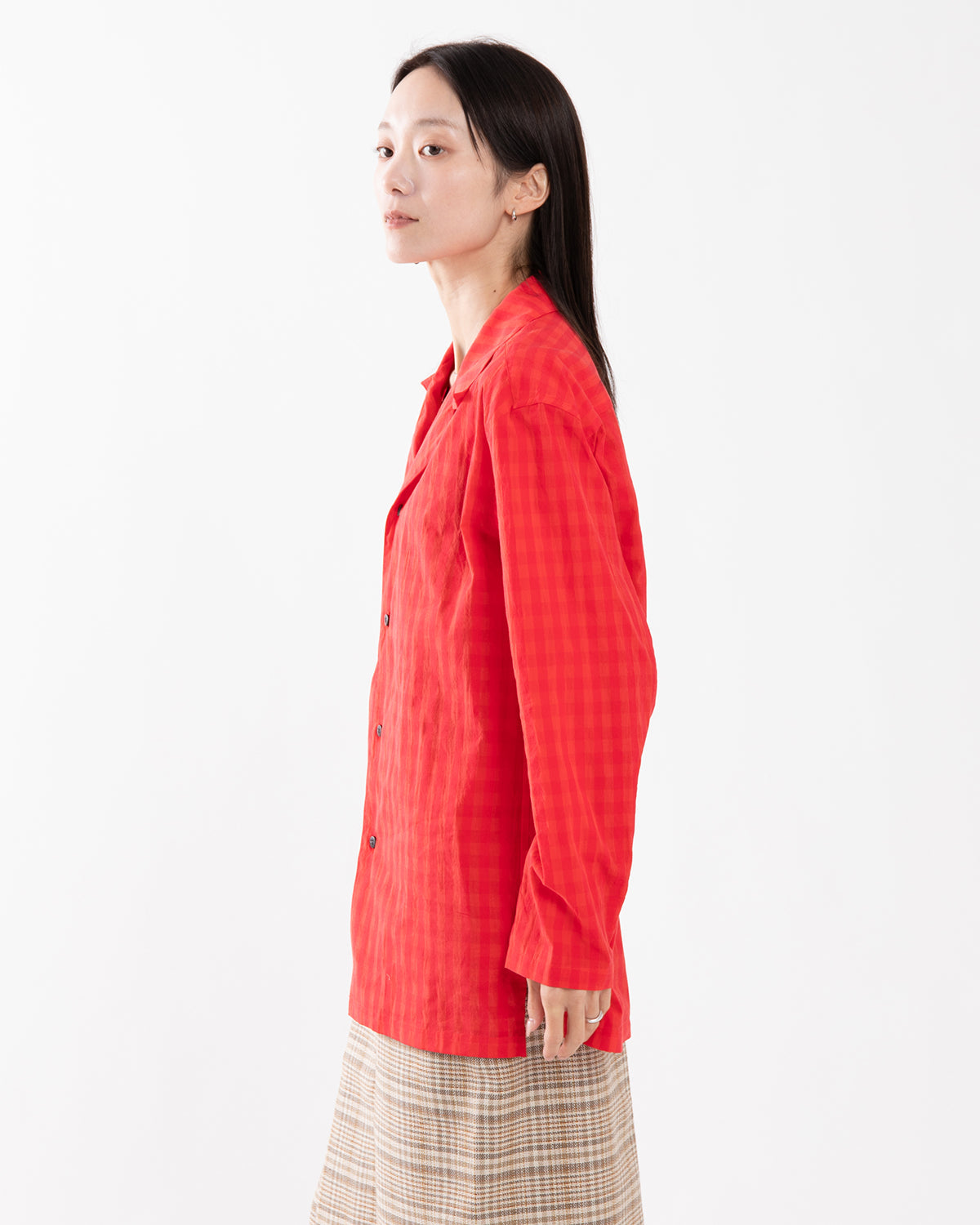 COTTON HIDDEN CHECK SLEEPING SHIRTSJACKET